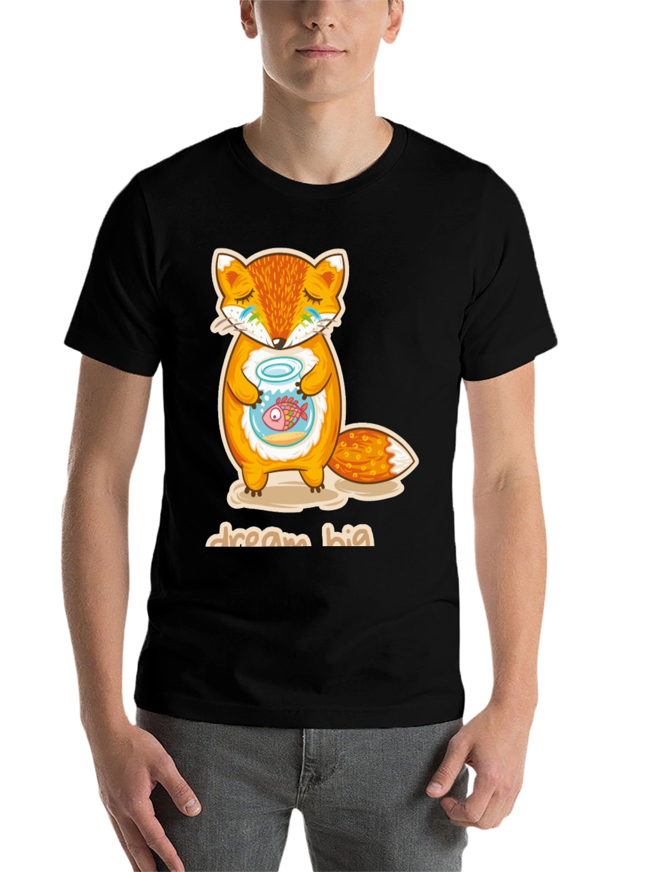 Black Dream Big Fox T-Shirt - Unisex Graphic Tee view 7