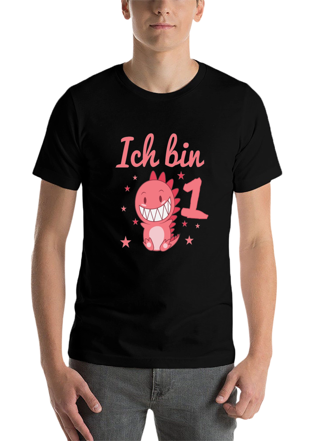 Black Ich Bin 1st Birthday Dinosaur T-Shirt view 7
