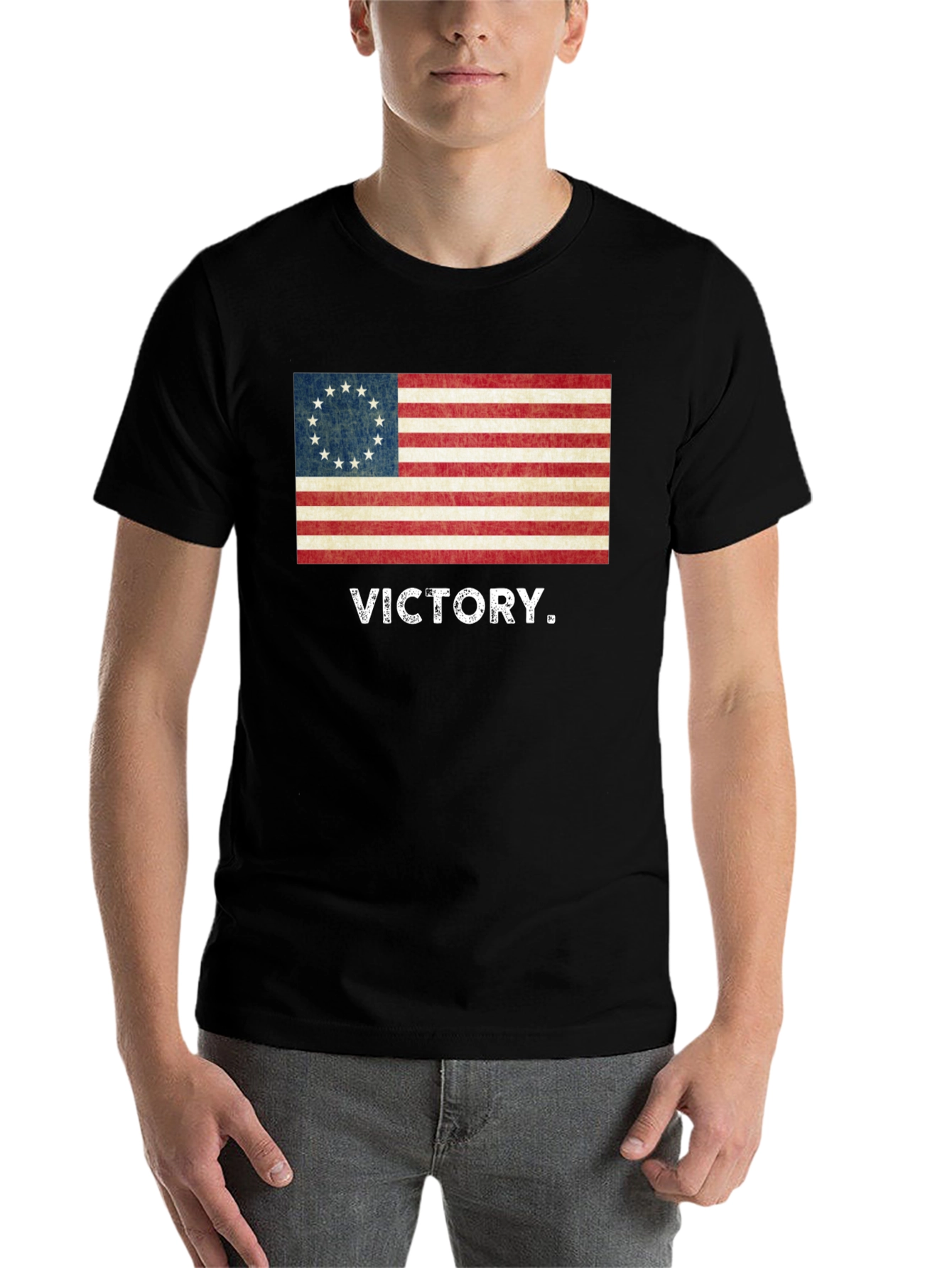 Black Victory Flag Graphic Tee - Patriotic Style view 7