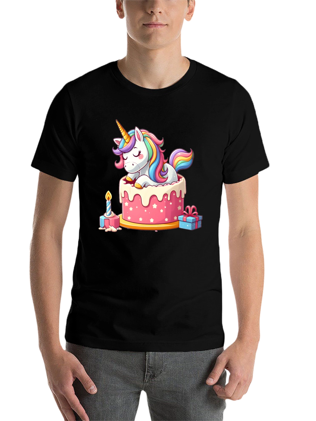 Black Unicorn Cake T-Shirt view 7