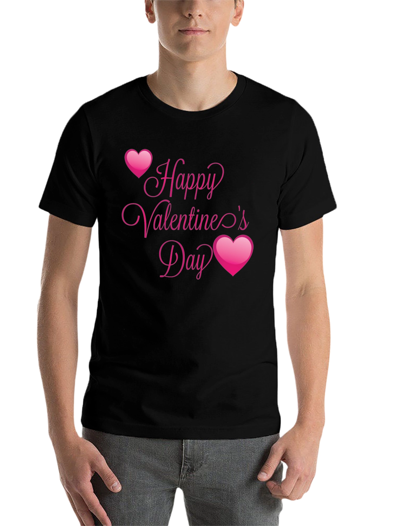Black Happy Valentine's Day Black T-Shirt view 7
