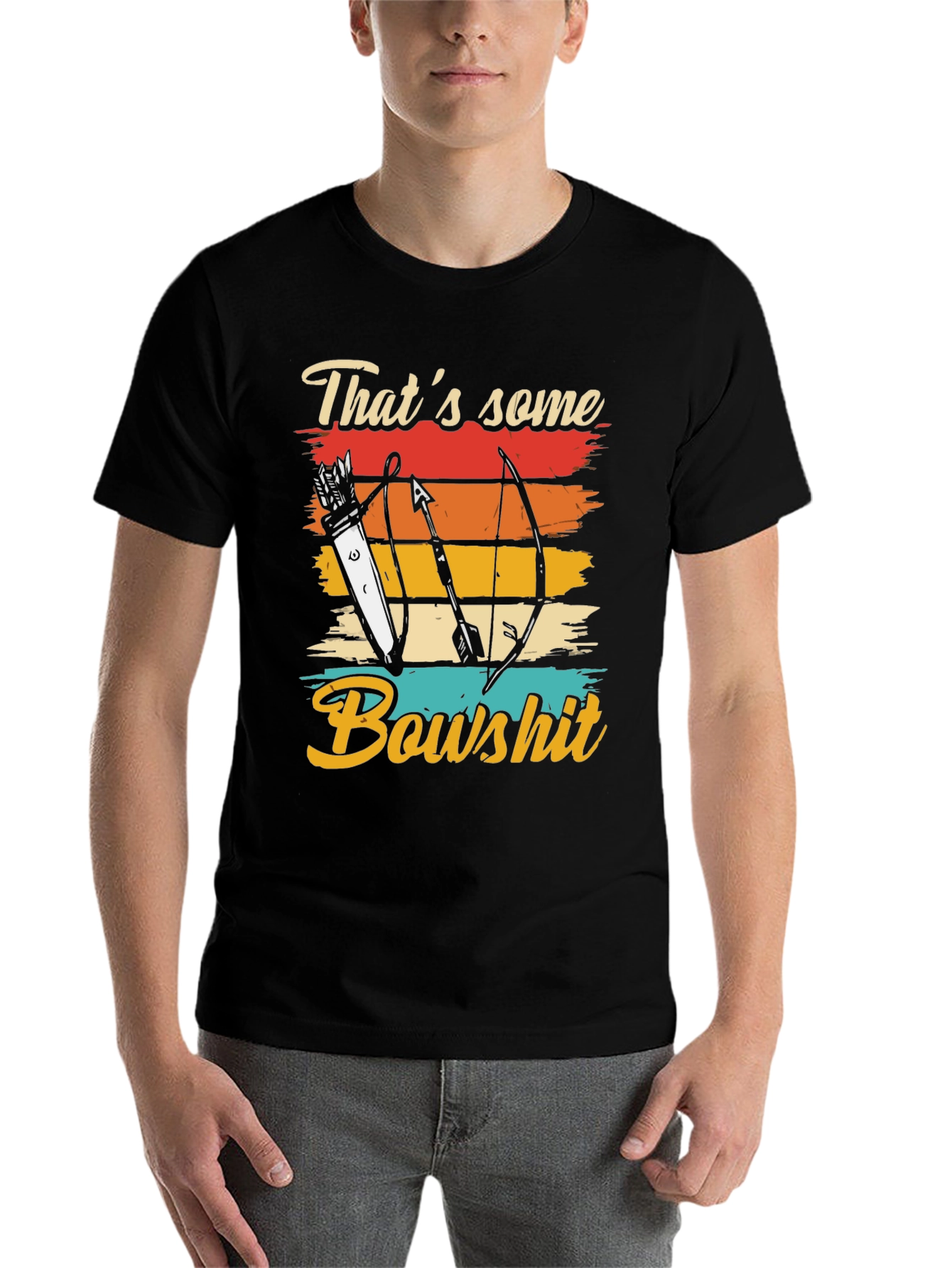 Black That's Some Bowshit T-Shirt Archery Arrow Retro Design view 7