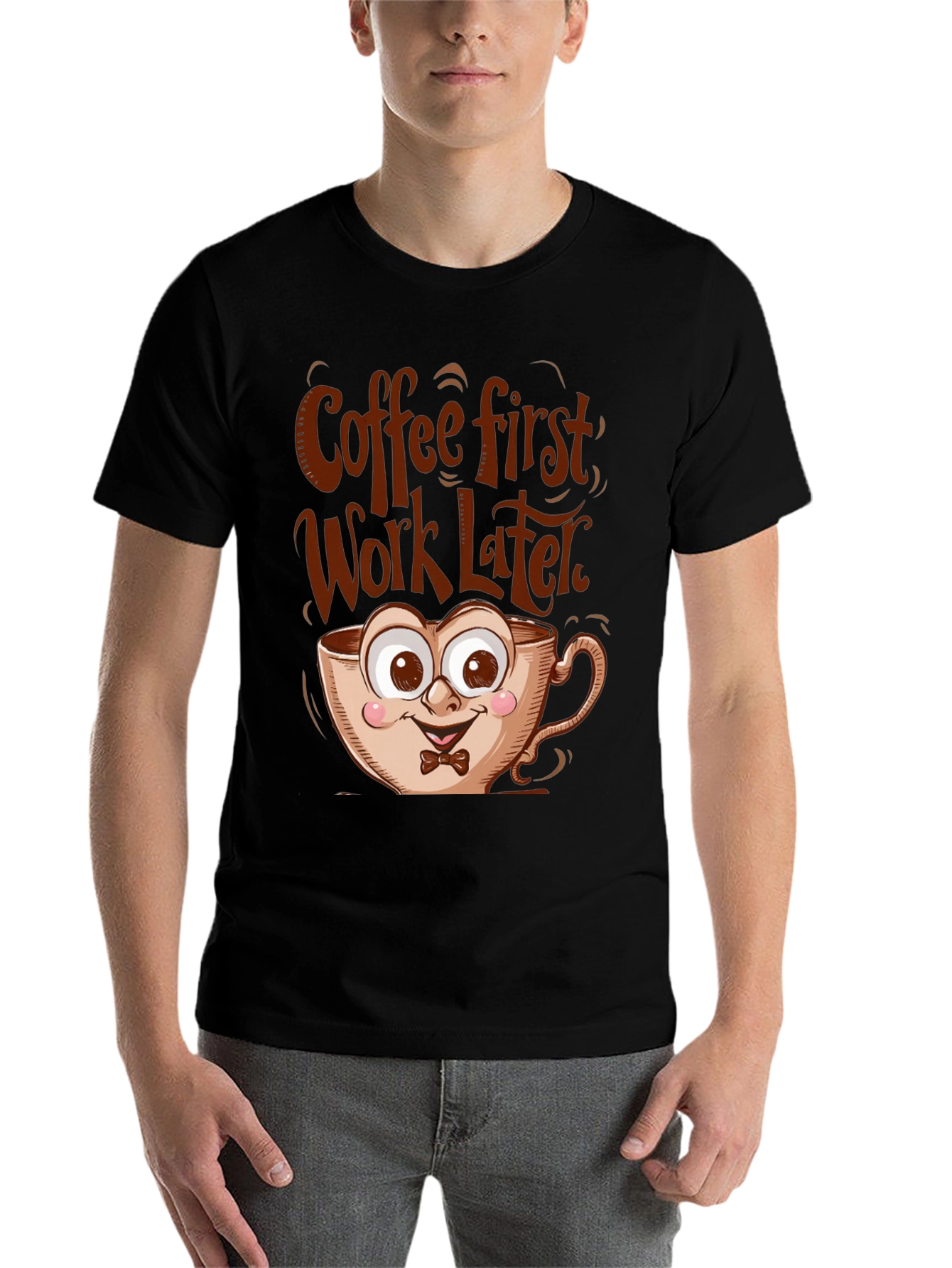 Black Coffee First Funny T-Shirt view 7