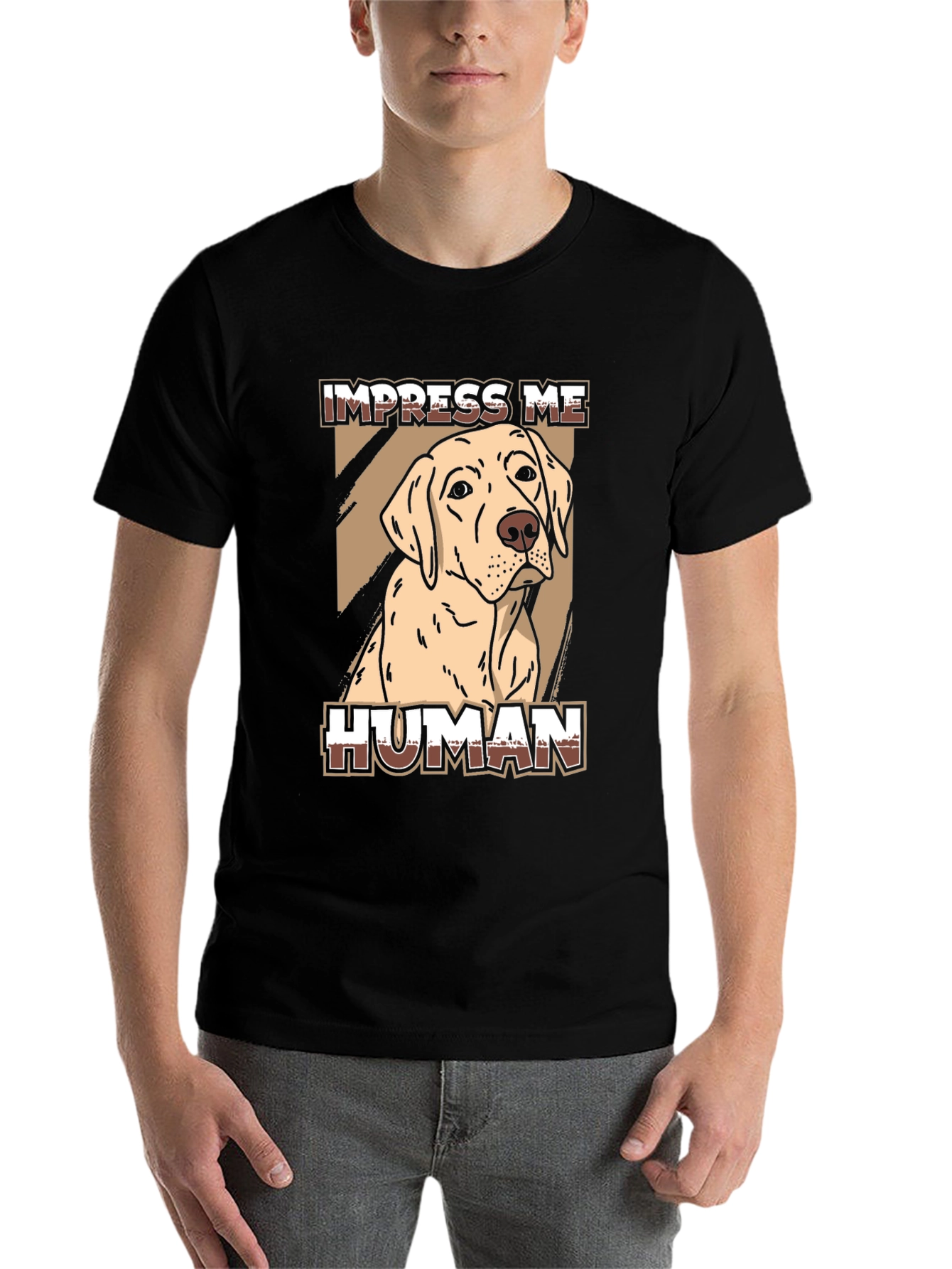 Black Impress Me Human Dog Graphic Tee - Black view 7