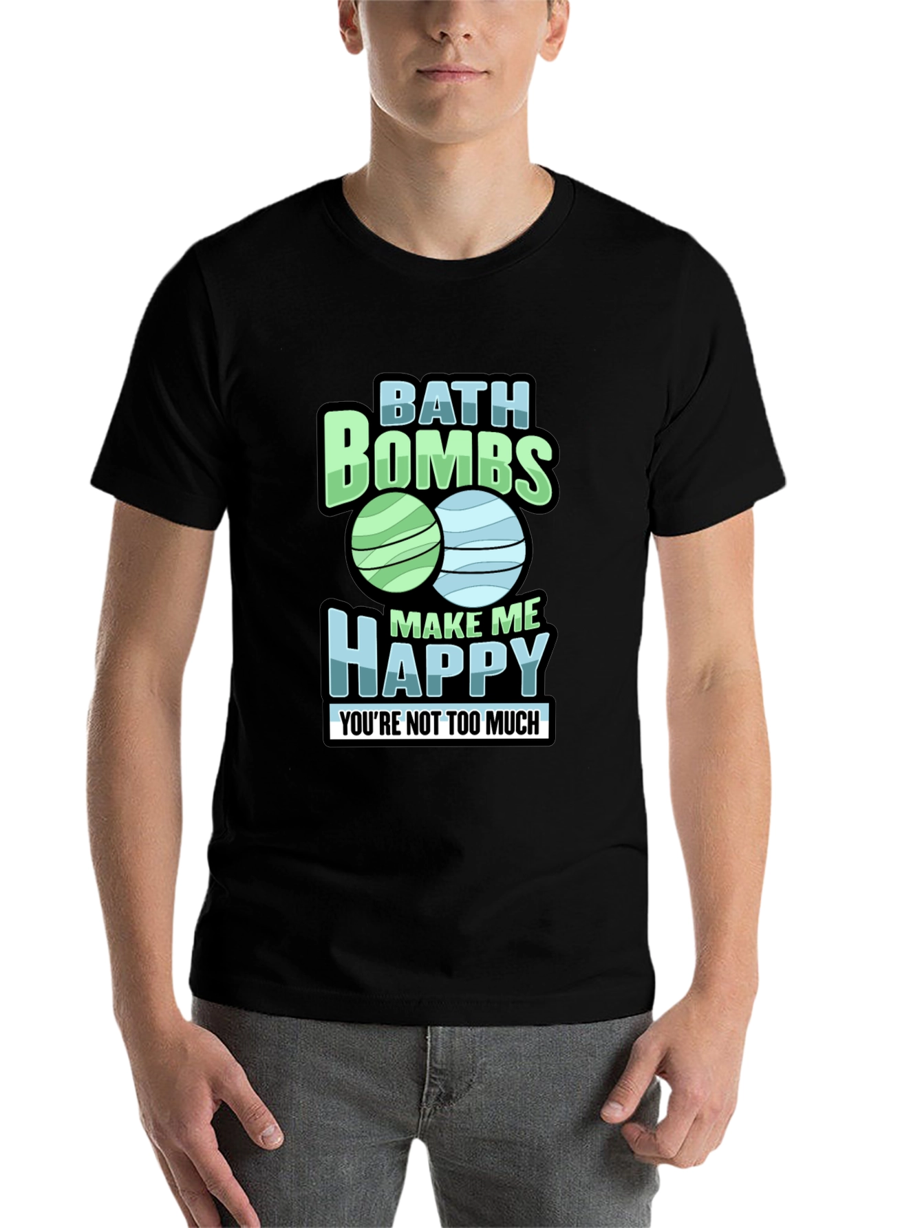 Black Bath Bombs Make Me Happy T-Shirt Funny Bath Lover Tee view 7