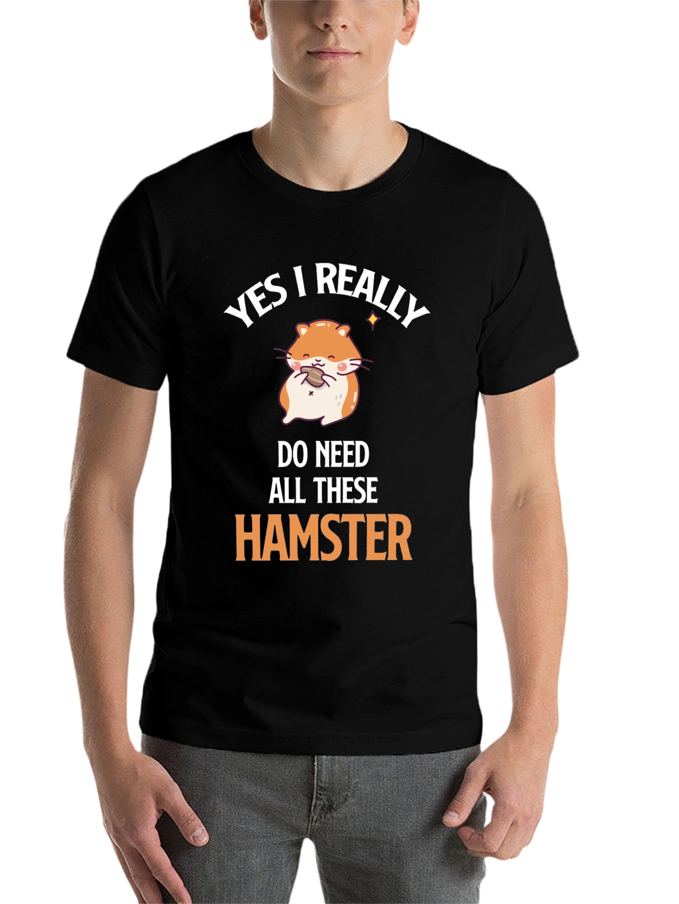Black Funny Hamster T-Shirt - I Really Do Need All These Hamsters view 7