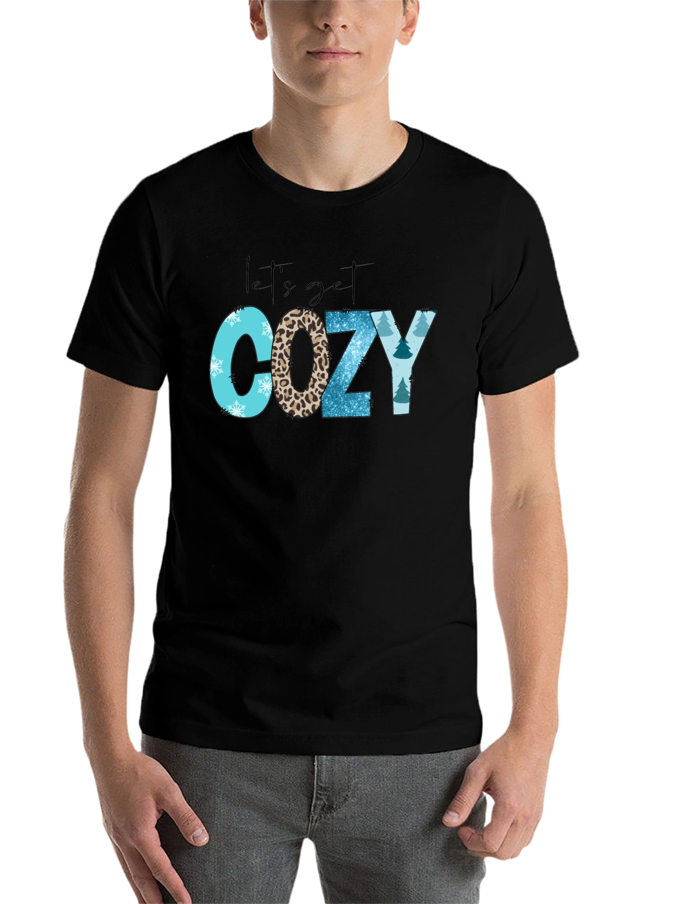 Black Let's Get Cozy T-Shirt view 7