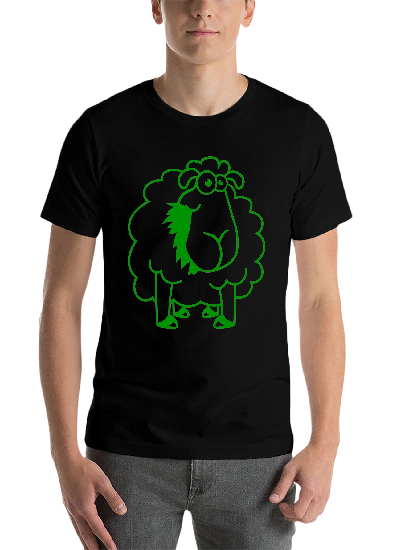 Black Funny Sheep Graphic Tee - Black Cotton T-Shirt view 7