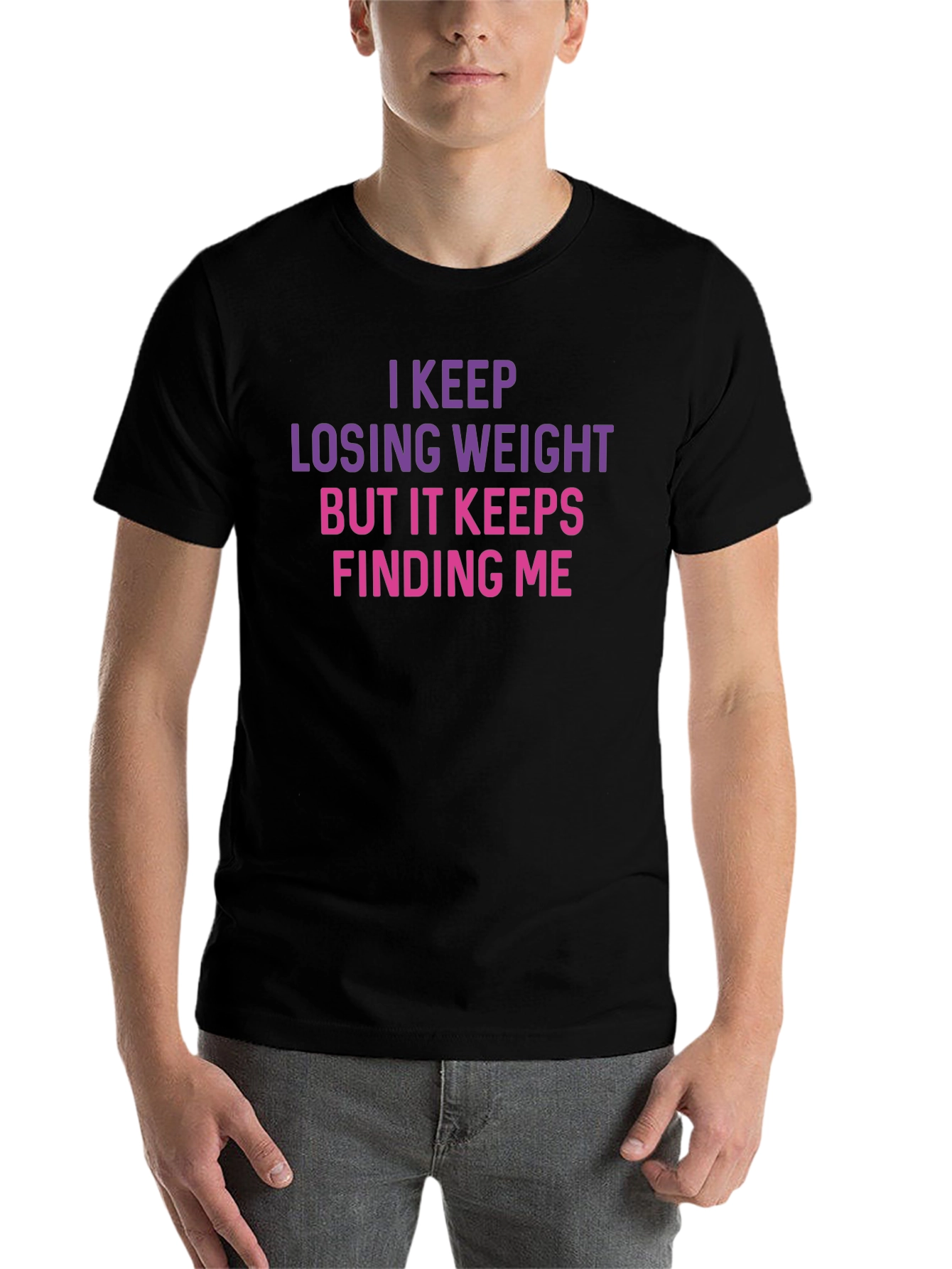 Black Funny Weight Loss T-Shirt: Keep Losing Weight view 7