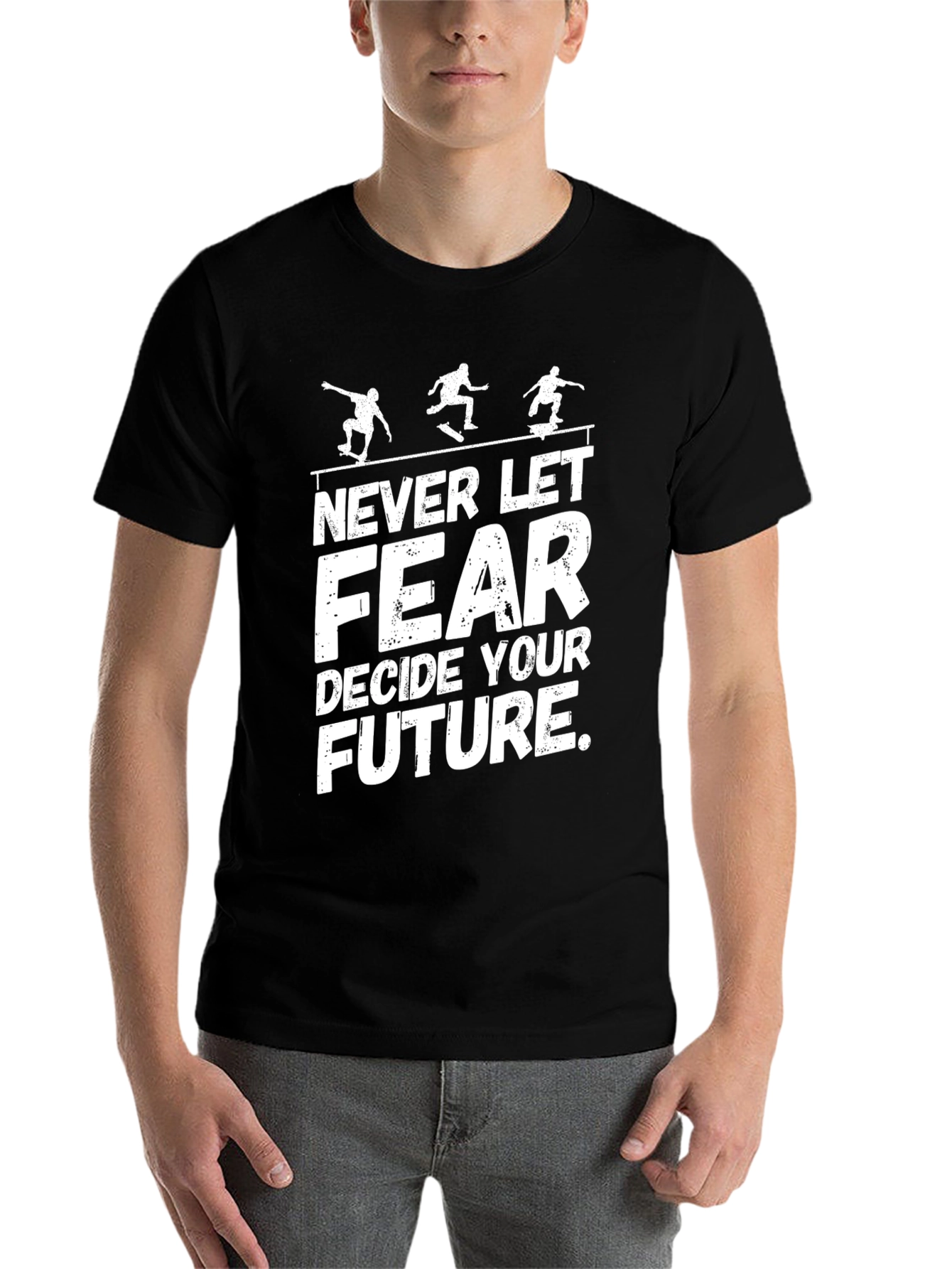 Black Skateboarding Tee: Never Let Fear Decide Your Future view 7