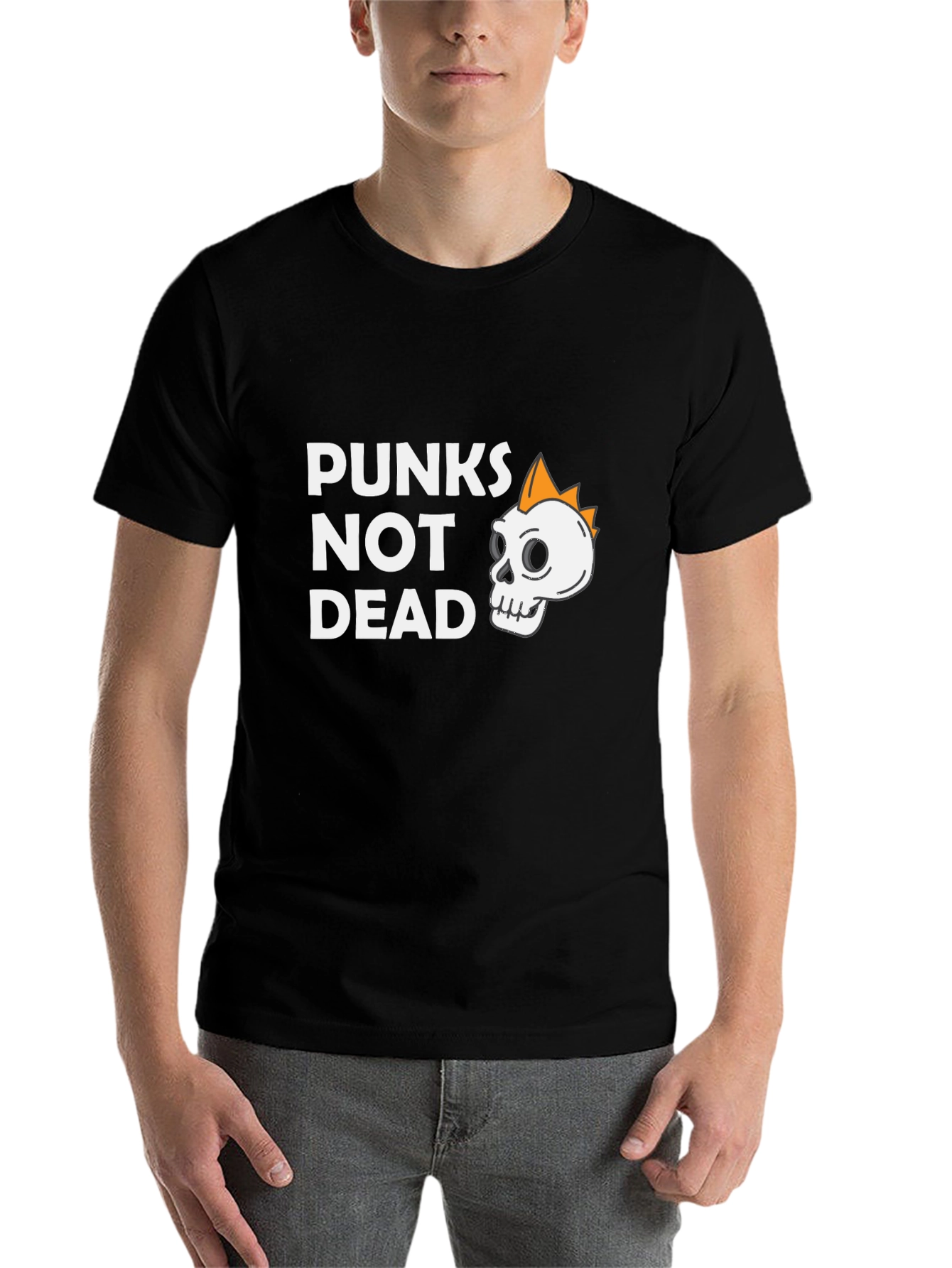 Black Punks Not Dead Graphic Tee - Skull Punk Rock T-Shirt view 7