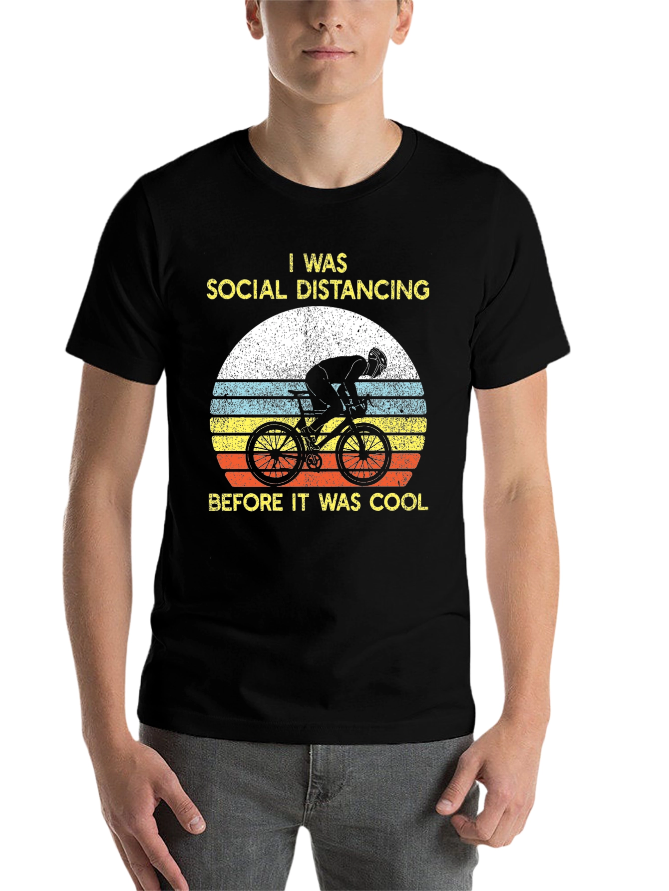 Black Social Distancing Biker T-Shirt view 7