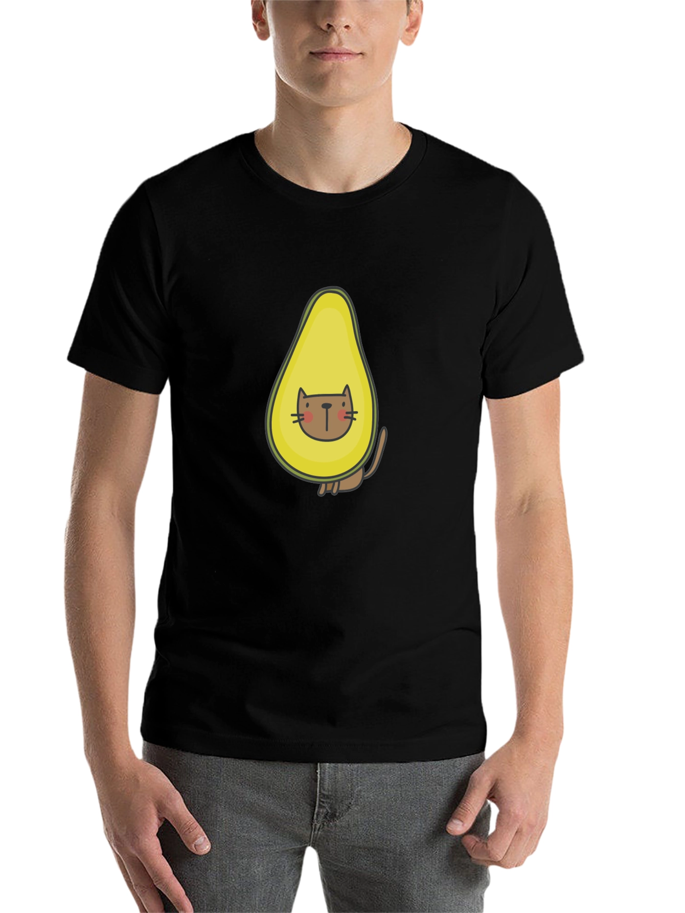 Black Avocado Cat T-Shirt - Funny Graphic Tee view 7