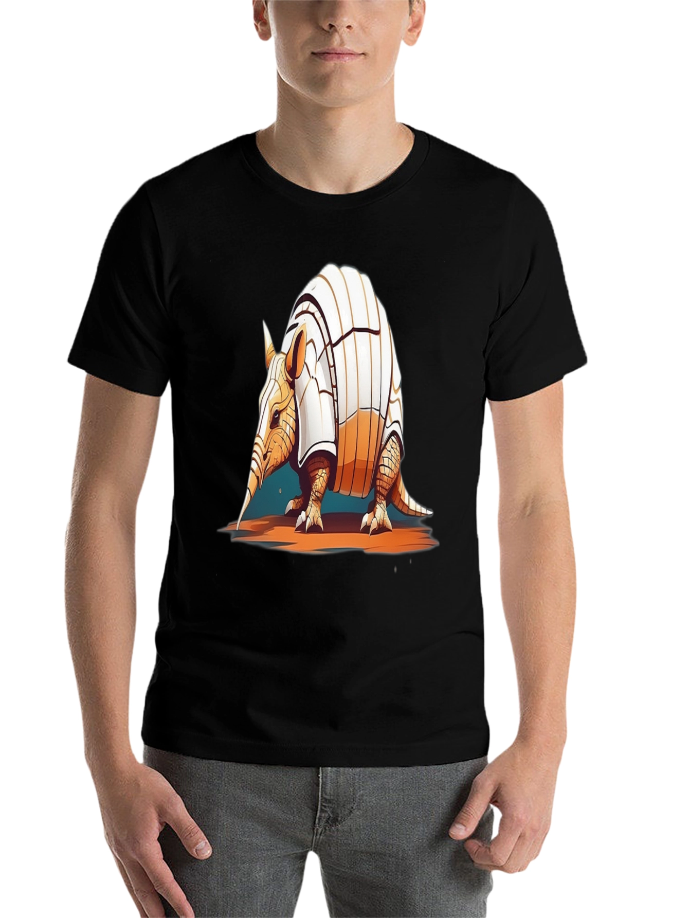 Black Armadillo Graphic T-Shirt - Cool Animal Tee view 7
