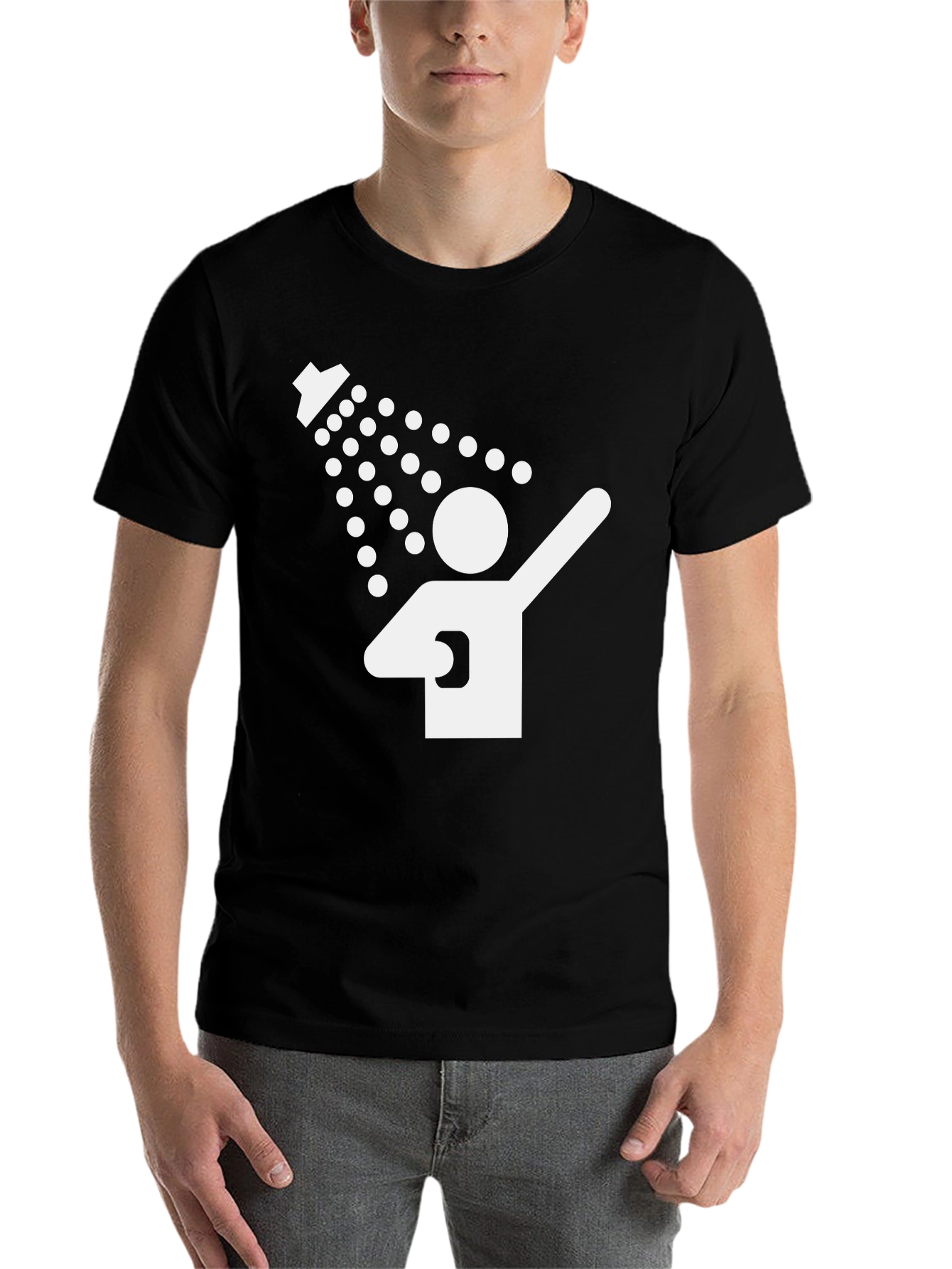 Black Funny Shower T-Shirt - Clean Humor Tee view 7