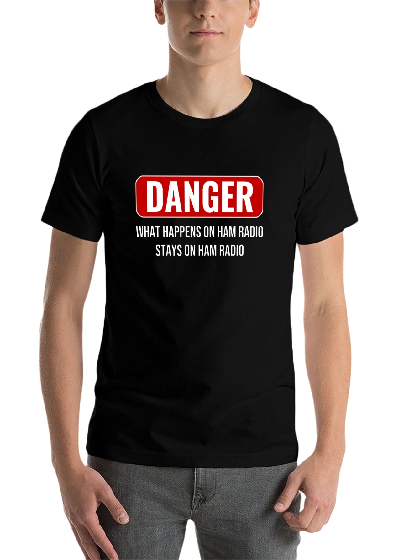 Black Danger Ham Radio T-Shirt - What Happens Stays view 7