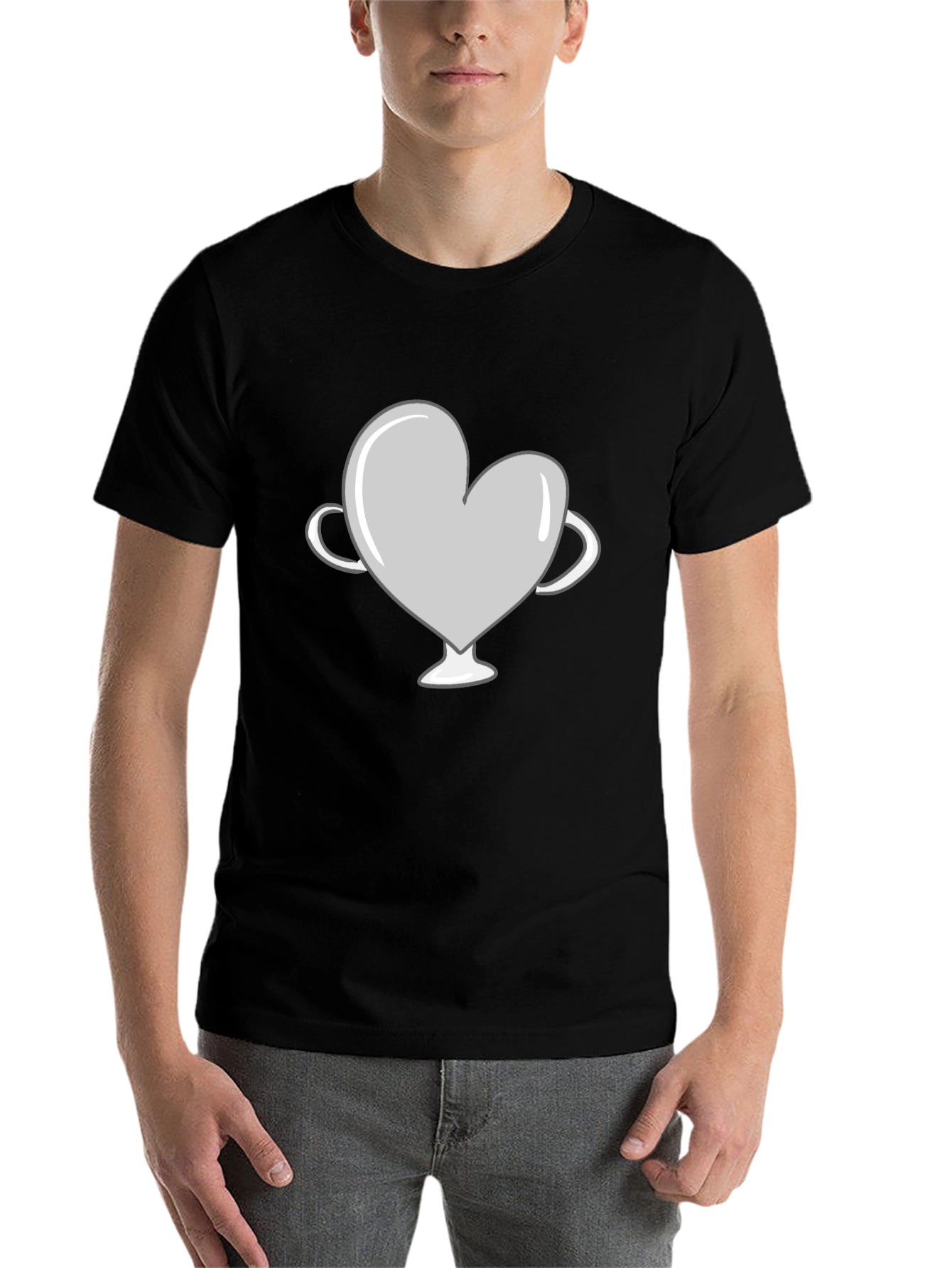 Black Heart Trophy Graphic Tee - Black Cotton Shirt view 7
