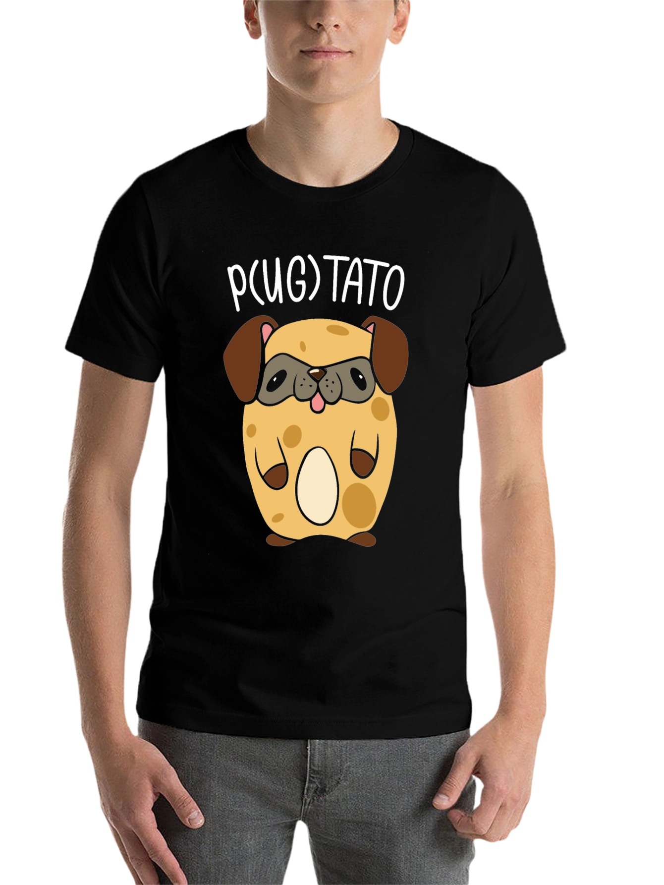 Black Pugtato T-Shirt - Cute Pug Potato Graphic Tee view 7