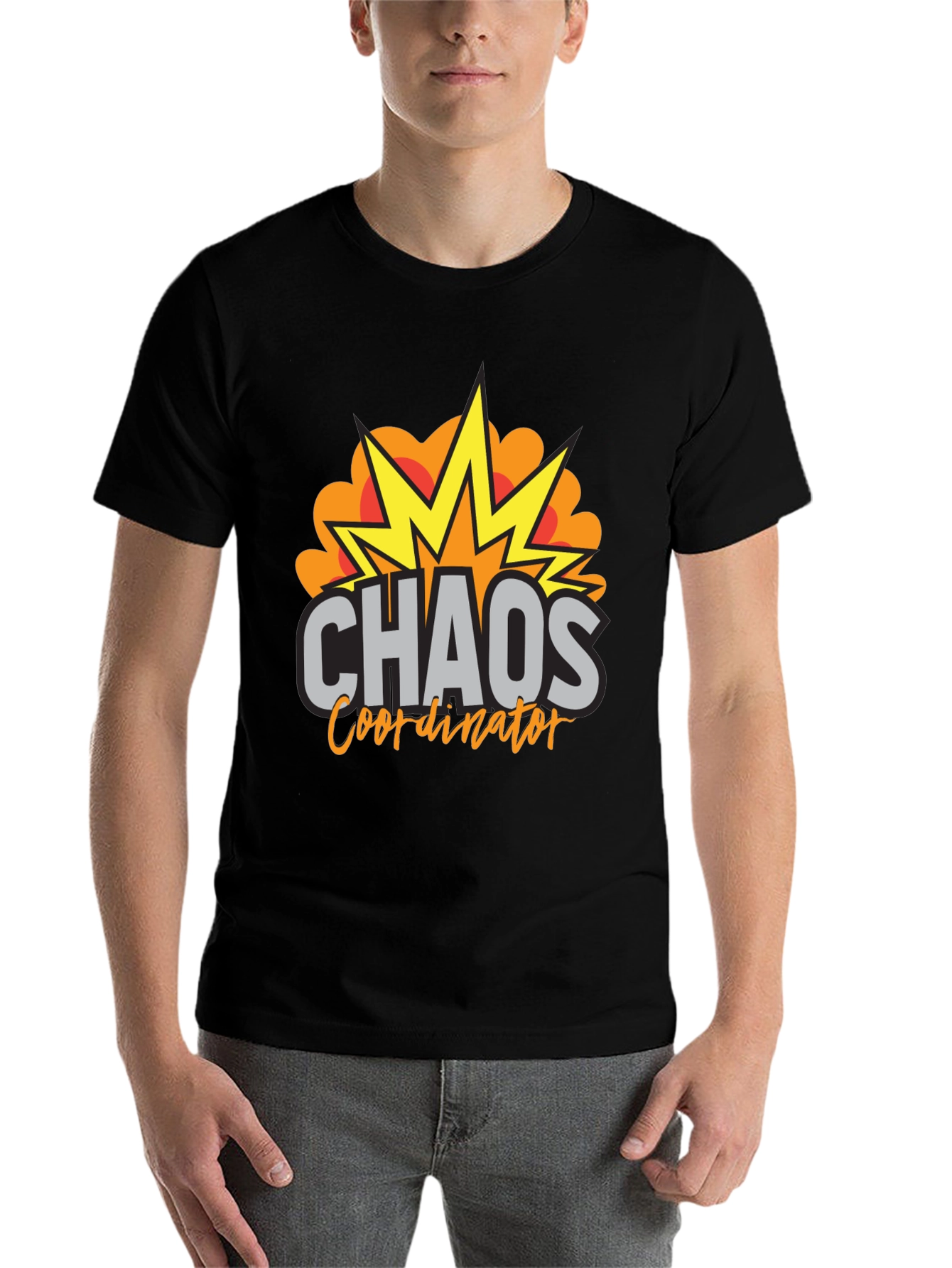 Black Chaos Coordinator T-Shirt - Funny Graphic Tee view 7