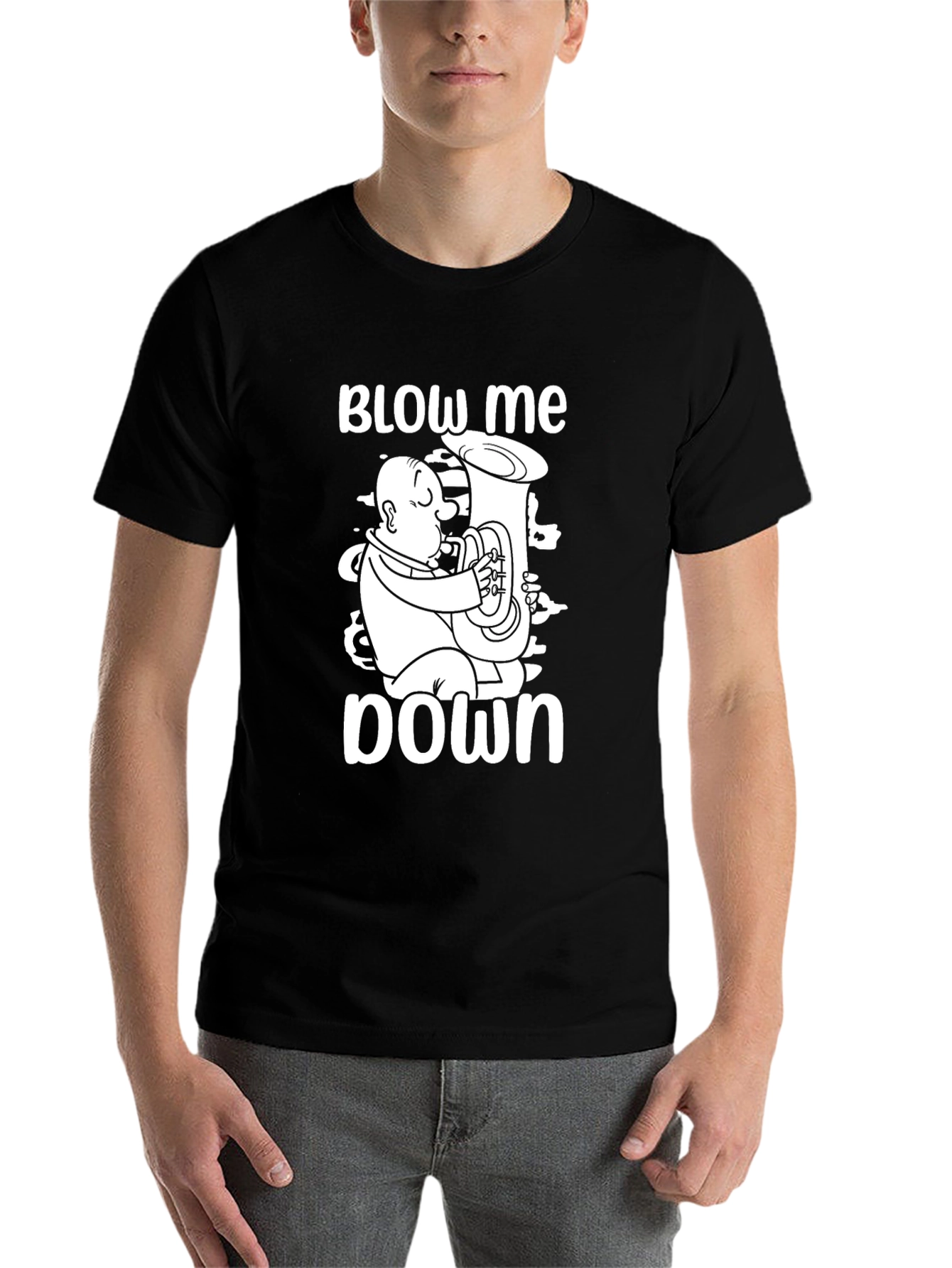Black Blow Me Down Tuba Player Graphic Tee view 7