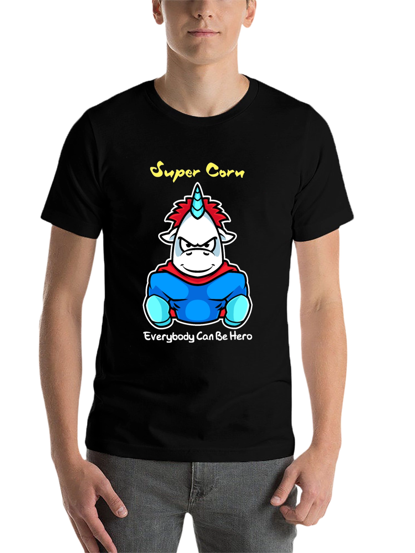 Black Super Corn Hero Graphic T-Shirt - Black view 7
