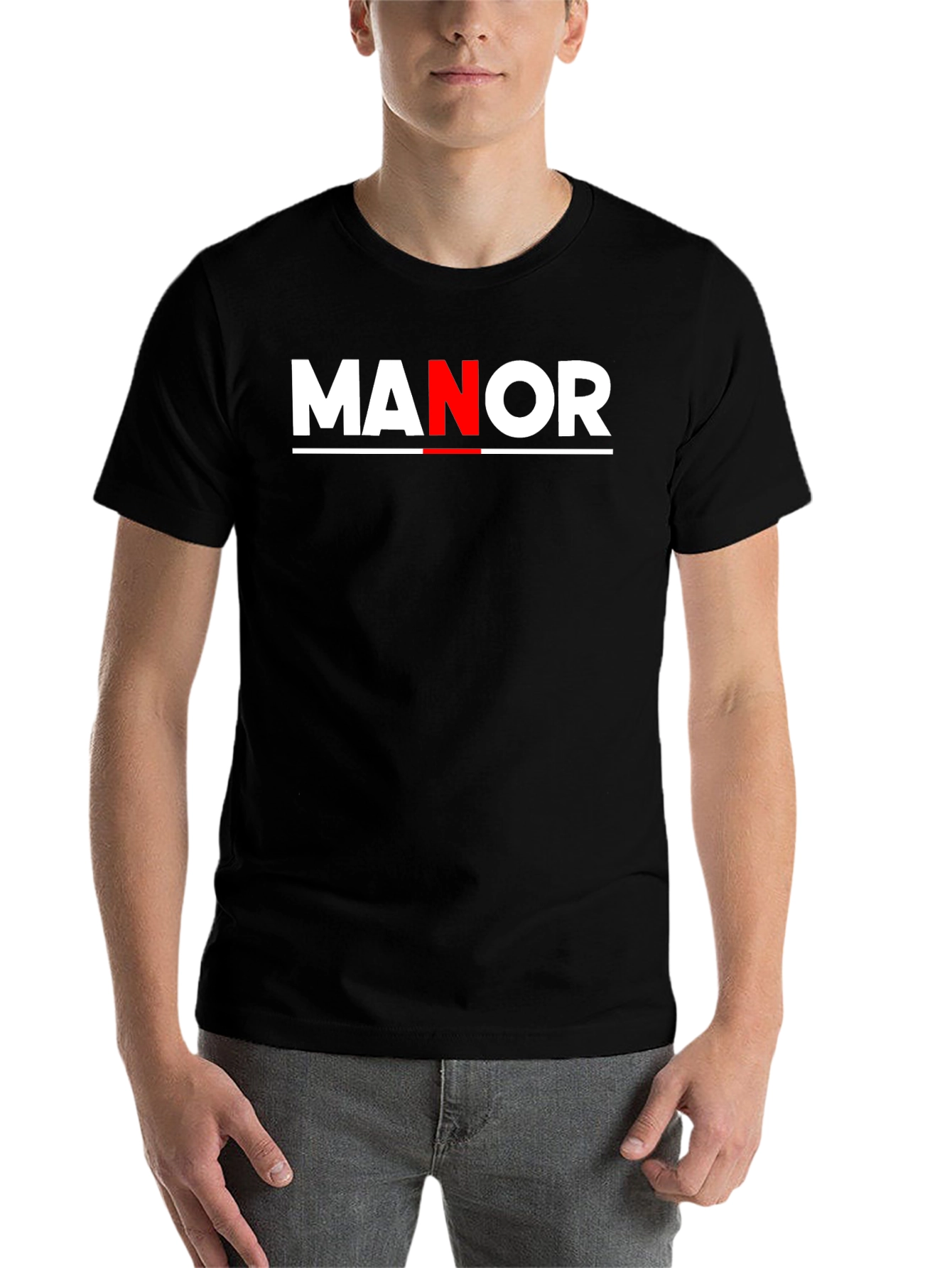 Black MANOR Bold Graphic Tee - Stylish Black Cotton Blend view 7