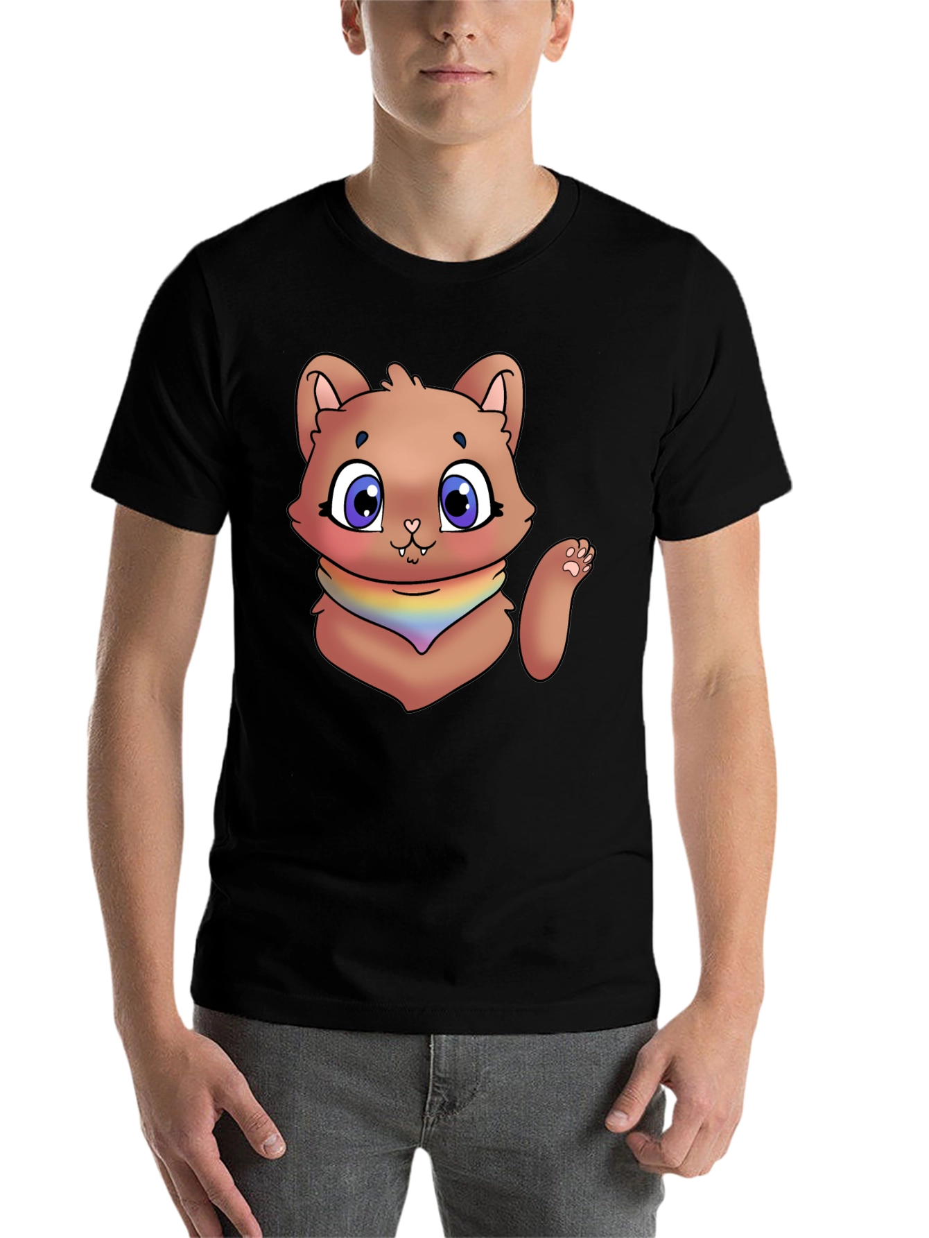 Black Cartoon Cat T-Shirt view 7