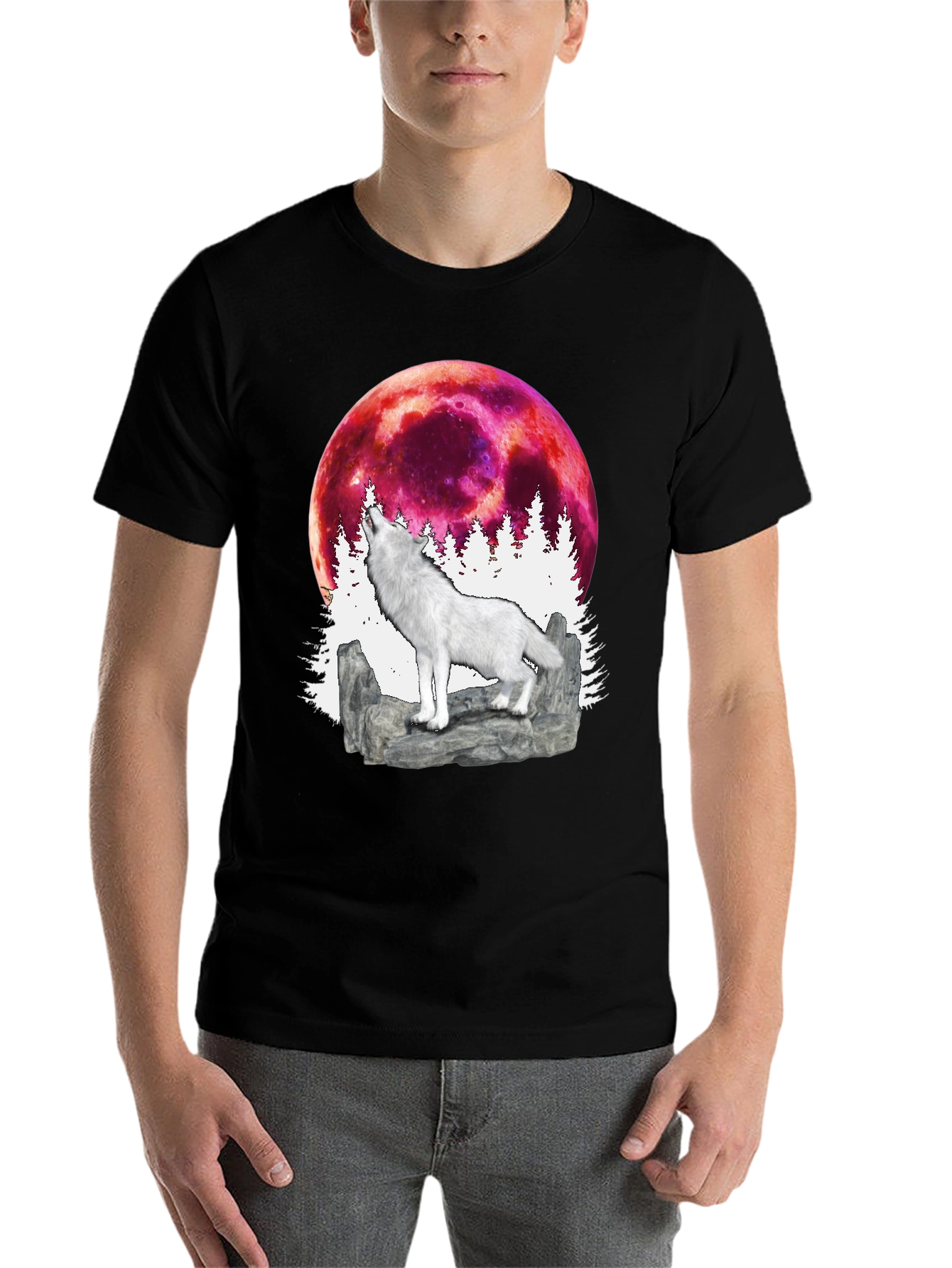 Black Wolf Moon Graphic T-Shirt view 7