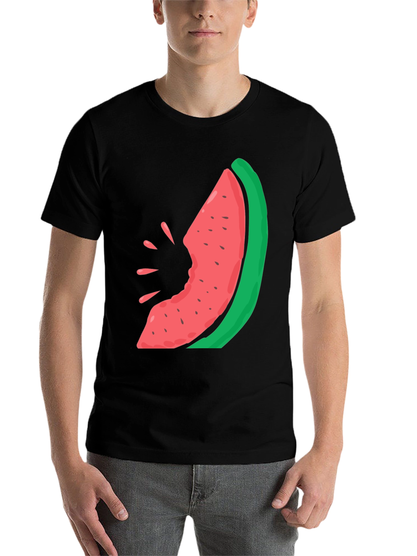 Black Watermelon Bite Graphic Tee - Casual Summer Style view 7