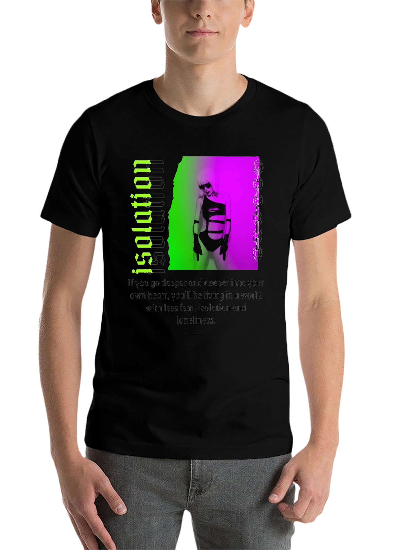 Black Isolation Graphic T-Shirt - Edgy Streetwear view 7