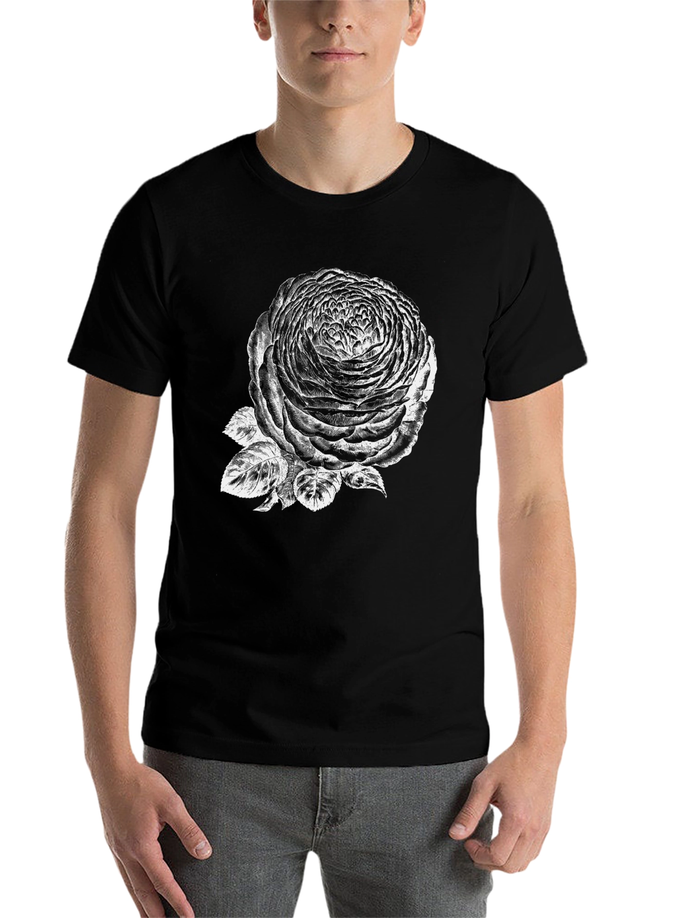 Black Black Rose Graphic T-Shirt for Men view 7