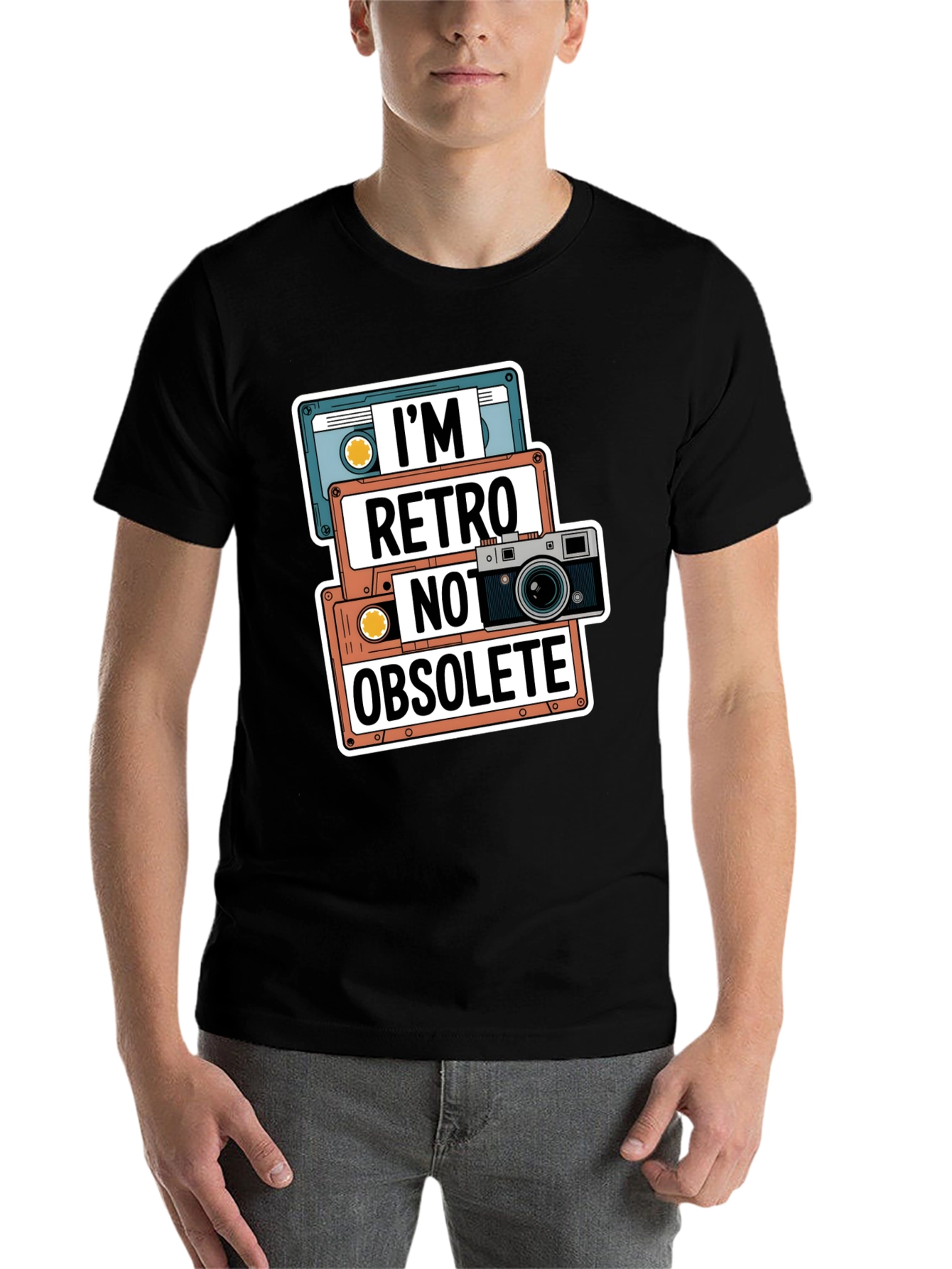 Black Retro Cassette & Camera T-Shirt view 7