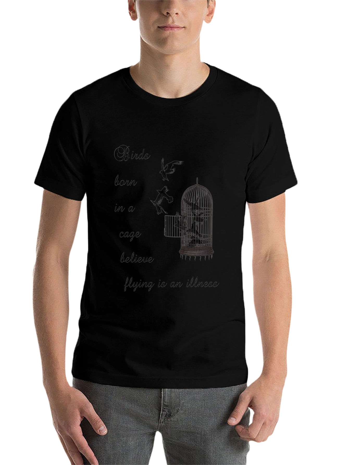 Black Birds Born in a Cage Graphic T-Shirt view 7