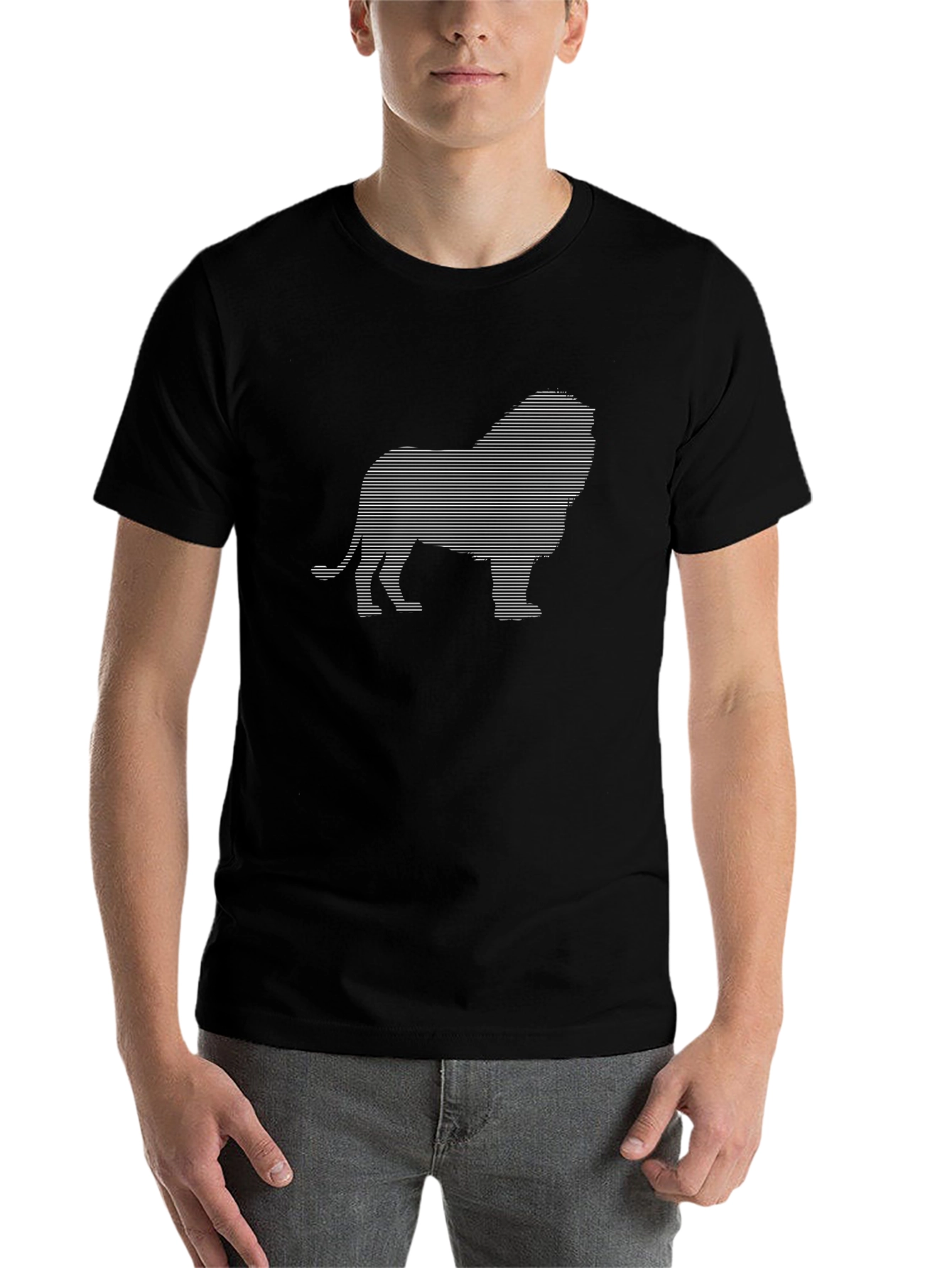 Black Stripped Lion Graphic Tee - Black view 7