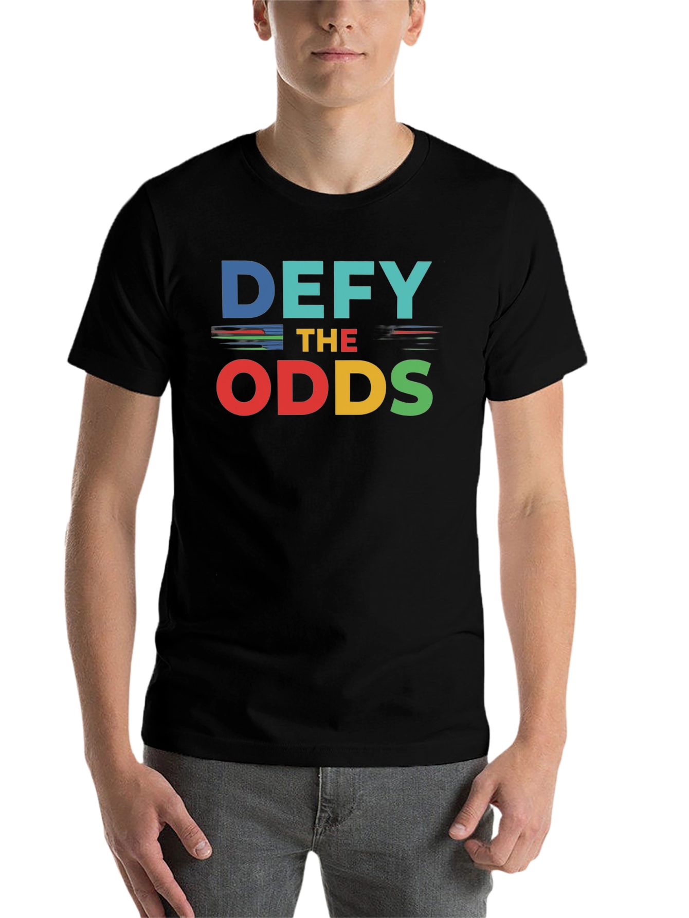 Black Defy the Odds Graphic Tee - Motivational Shirt view 7