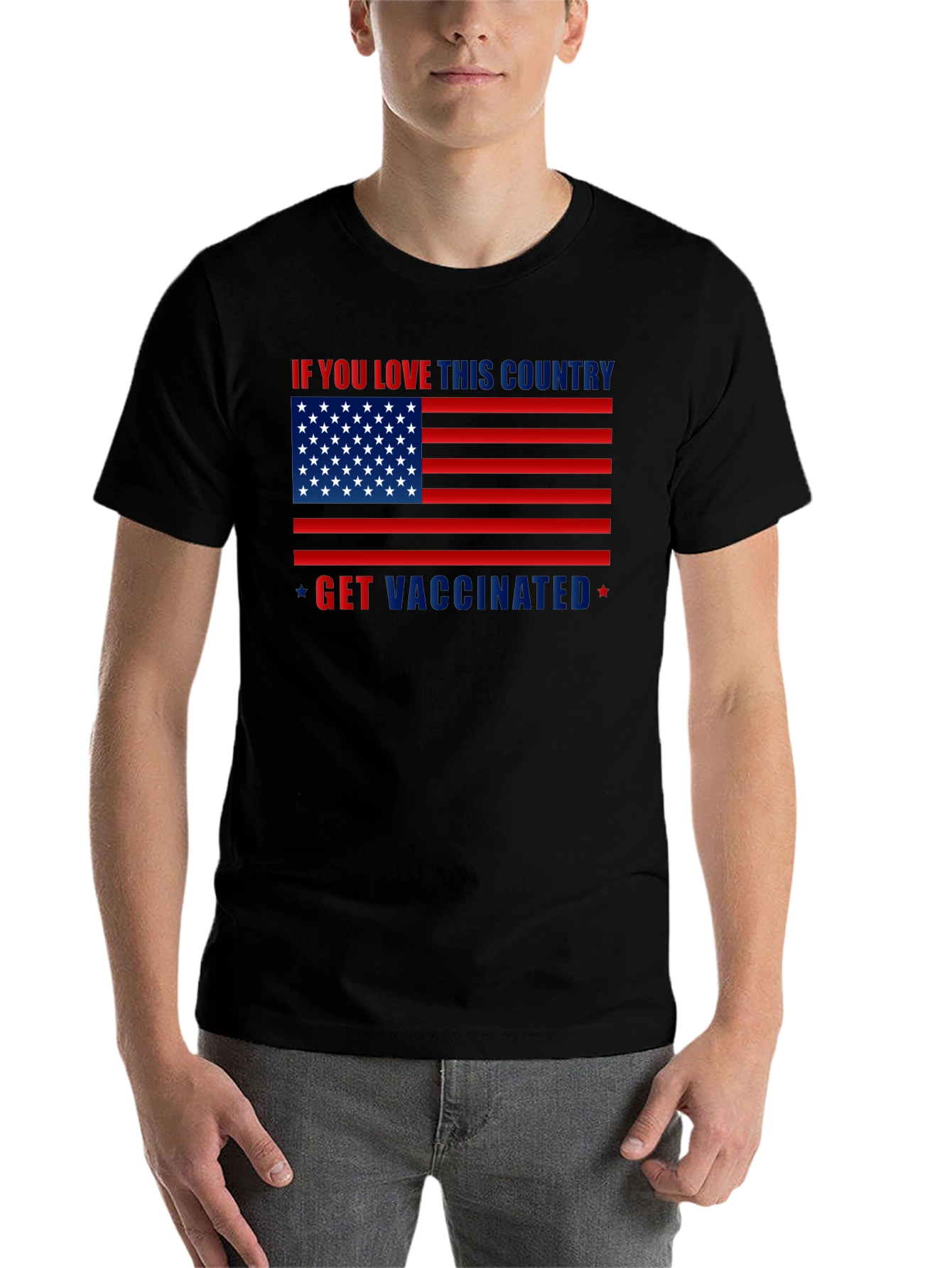Black Patriotic Vaccination T-Shirt view 7