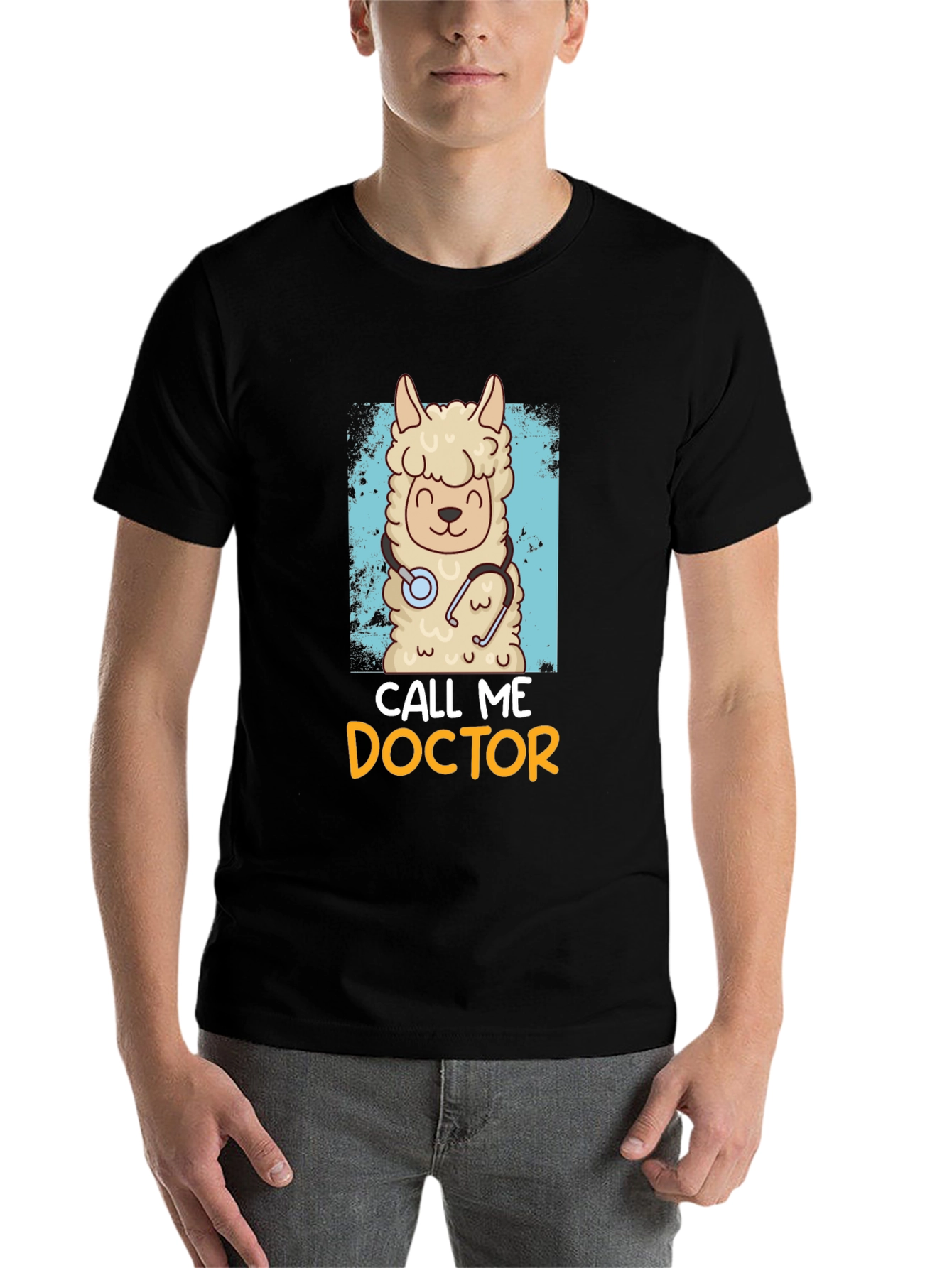 Black Call Me Doctor Llama Graphic Tee view 7