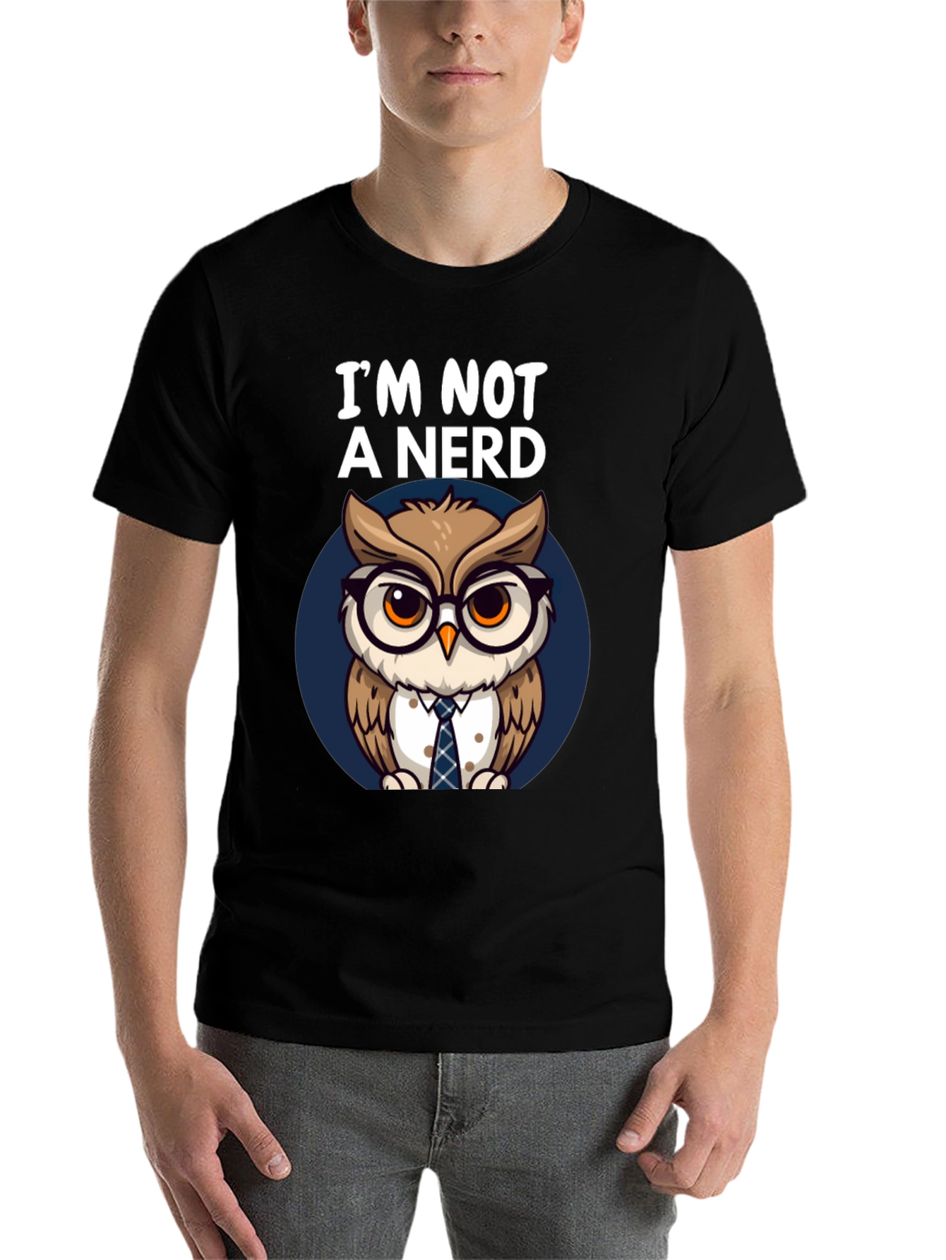 Black I'm Not A Nerd Owl T-Shirt view 7