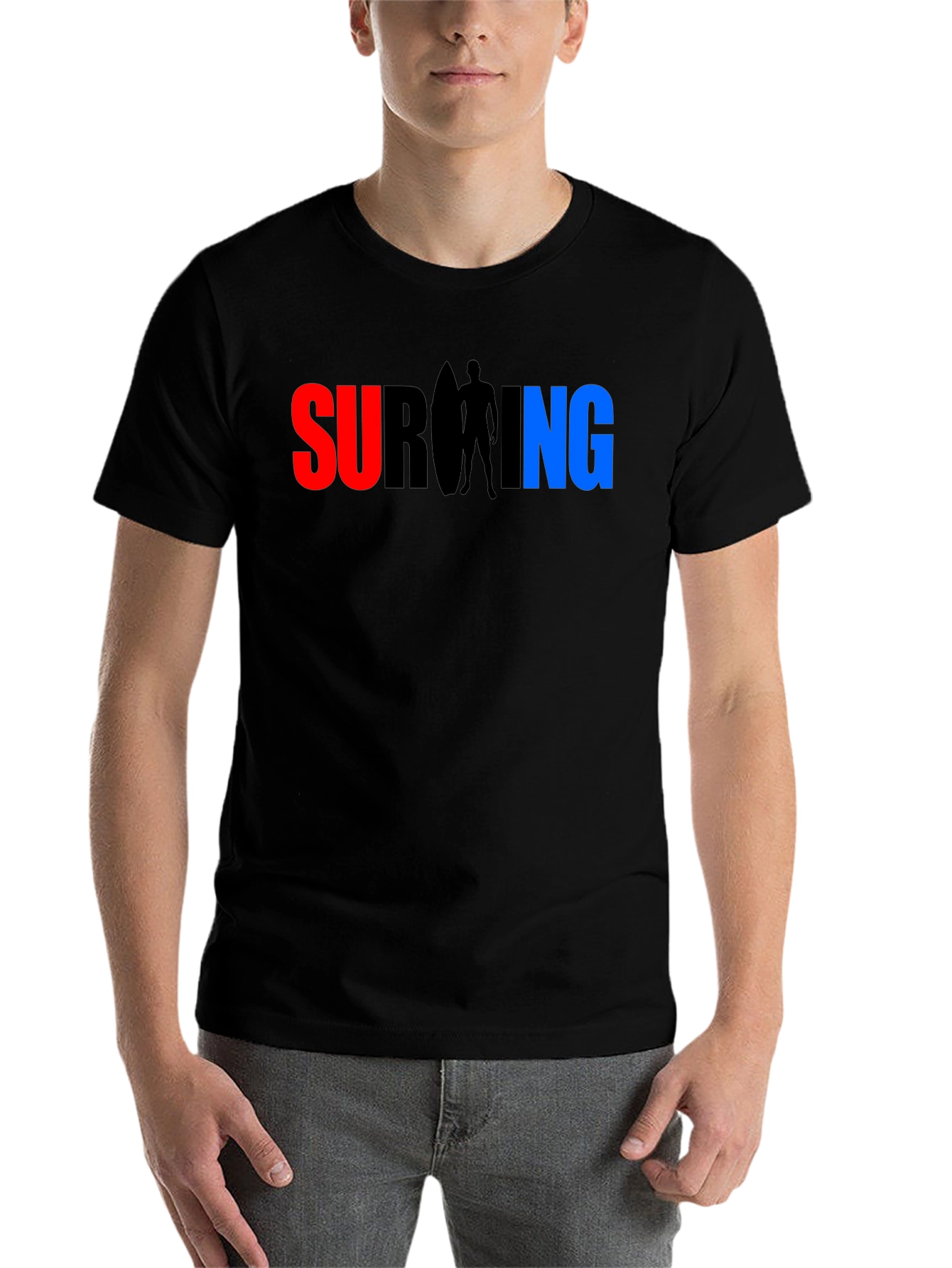 Black Surfing Graphic T-Shirt - Cool Casual Tee view 7