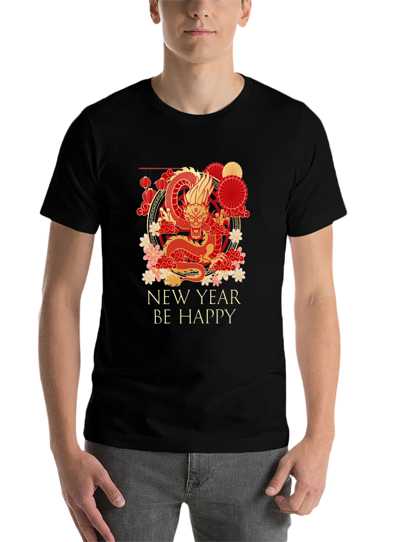 Black Chinese Dragon New Year T-Shirt view 7