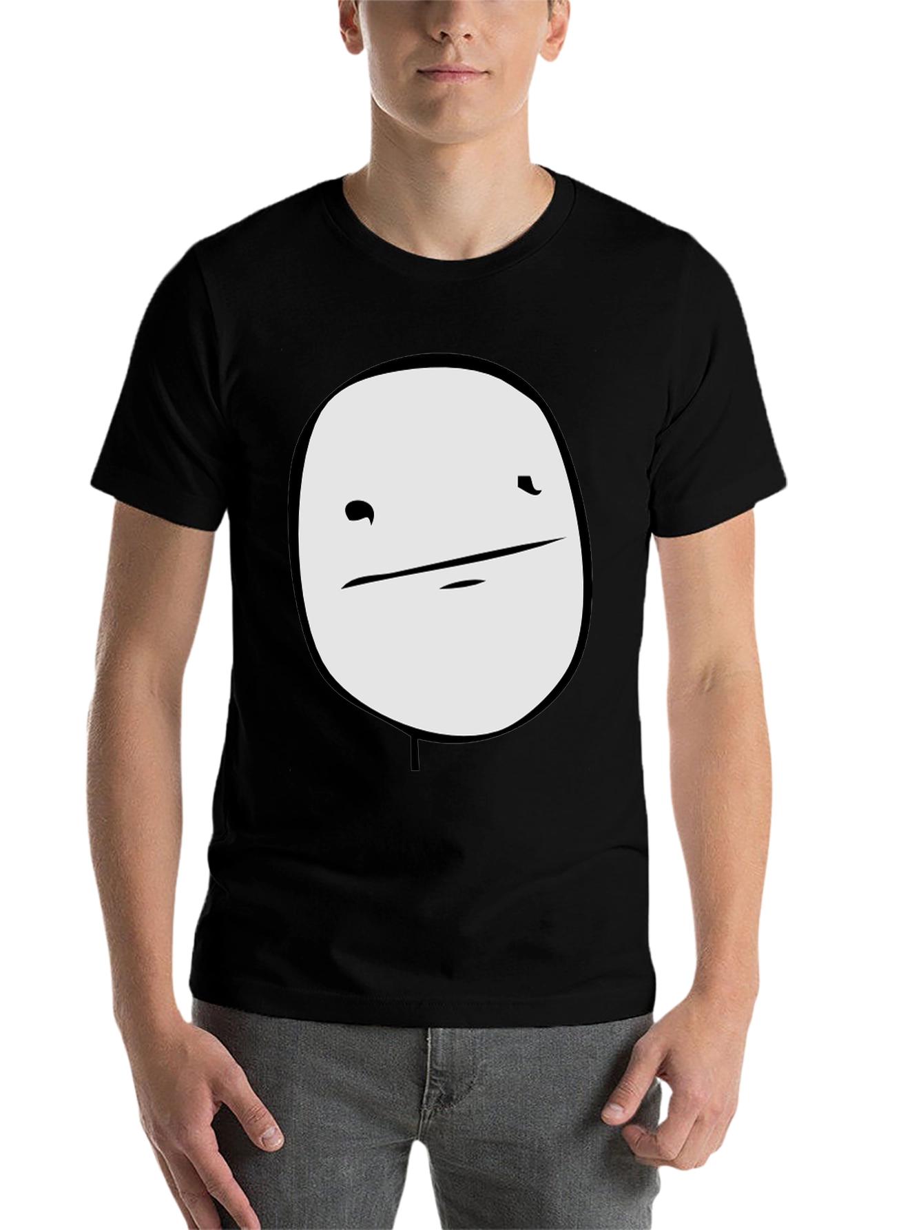 Black Men's Black Graphic T-Shirt - Meme Face Design view 7