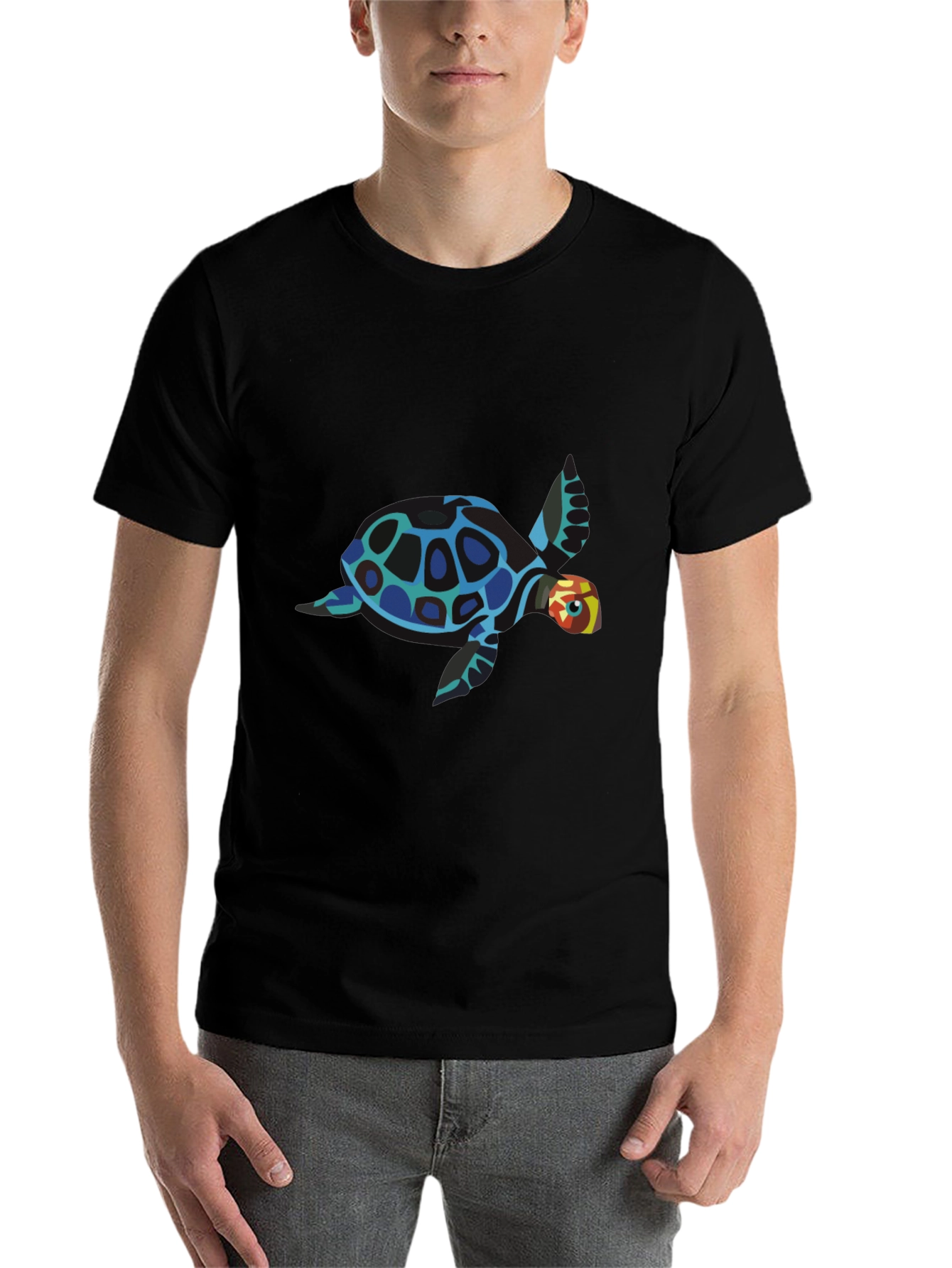 Black Sea Turtle Graphic Tee - Black view 7