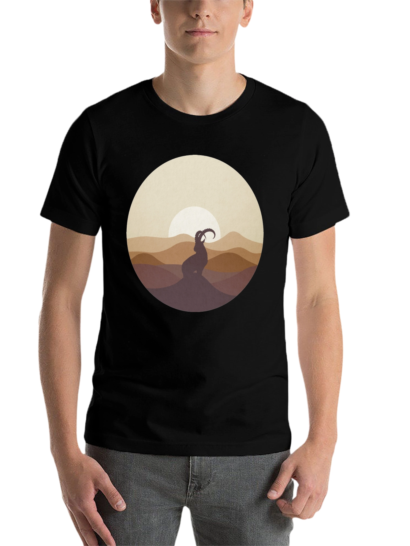 Black Mountain Goat Silhouette T-Shirt - Black view 7