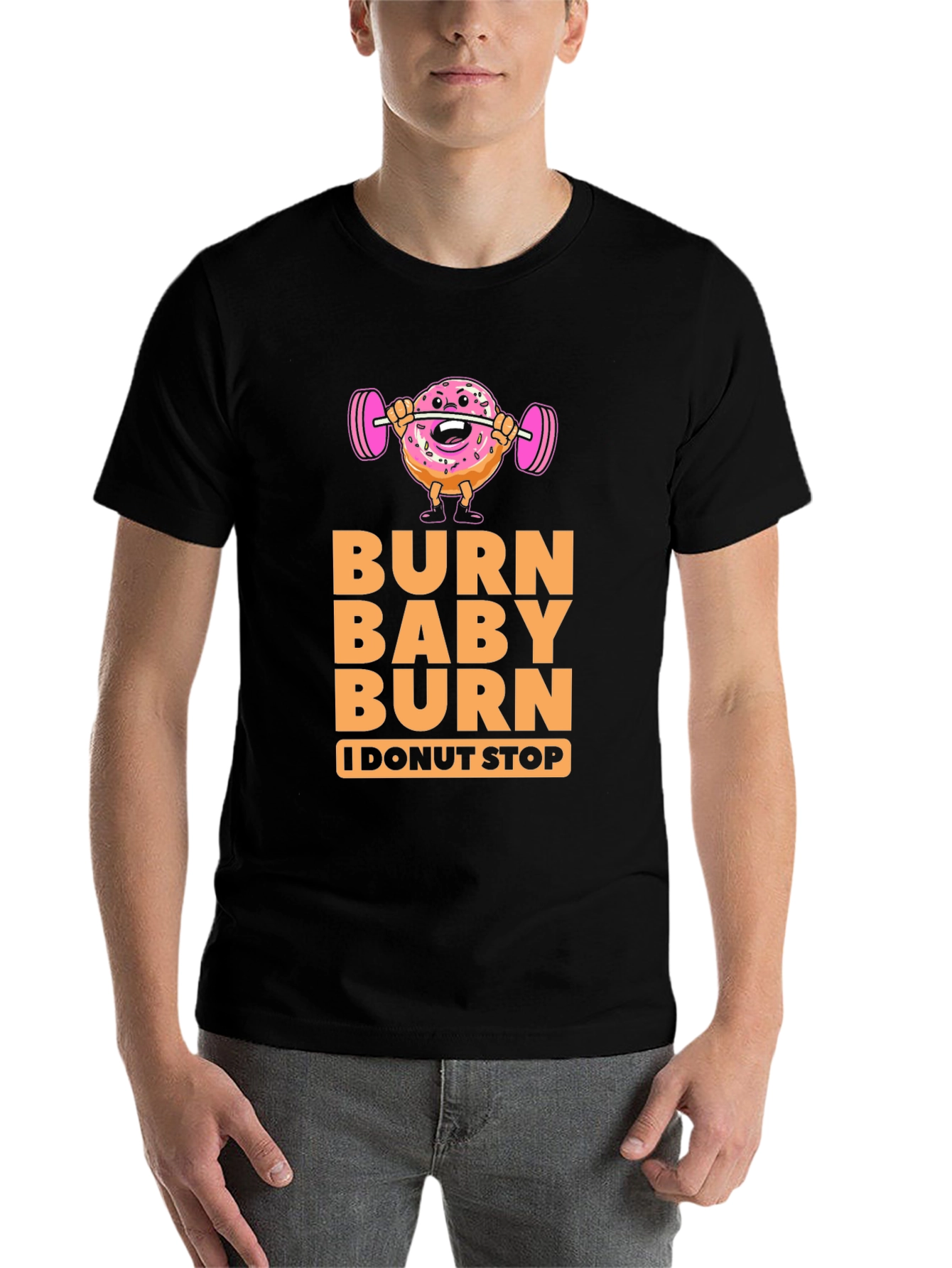 Black Burn Baby Burn Donut Workout T-Shirt view 7