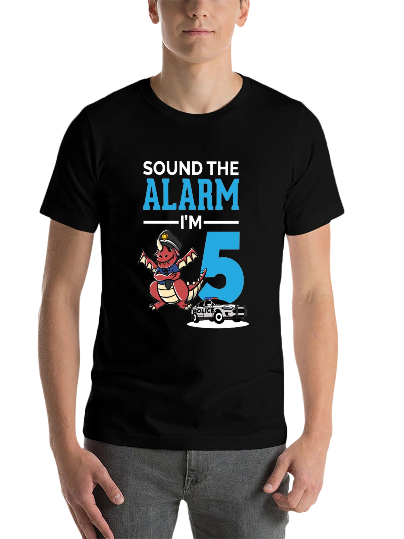 Black Sound the Alarm I'm 5 T-Shirt view 7