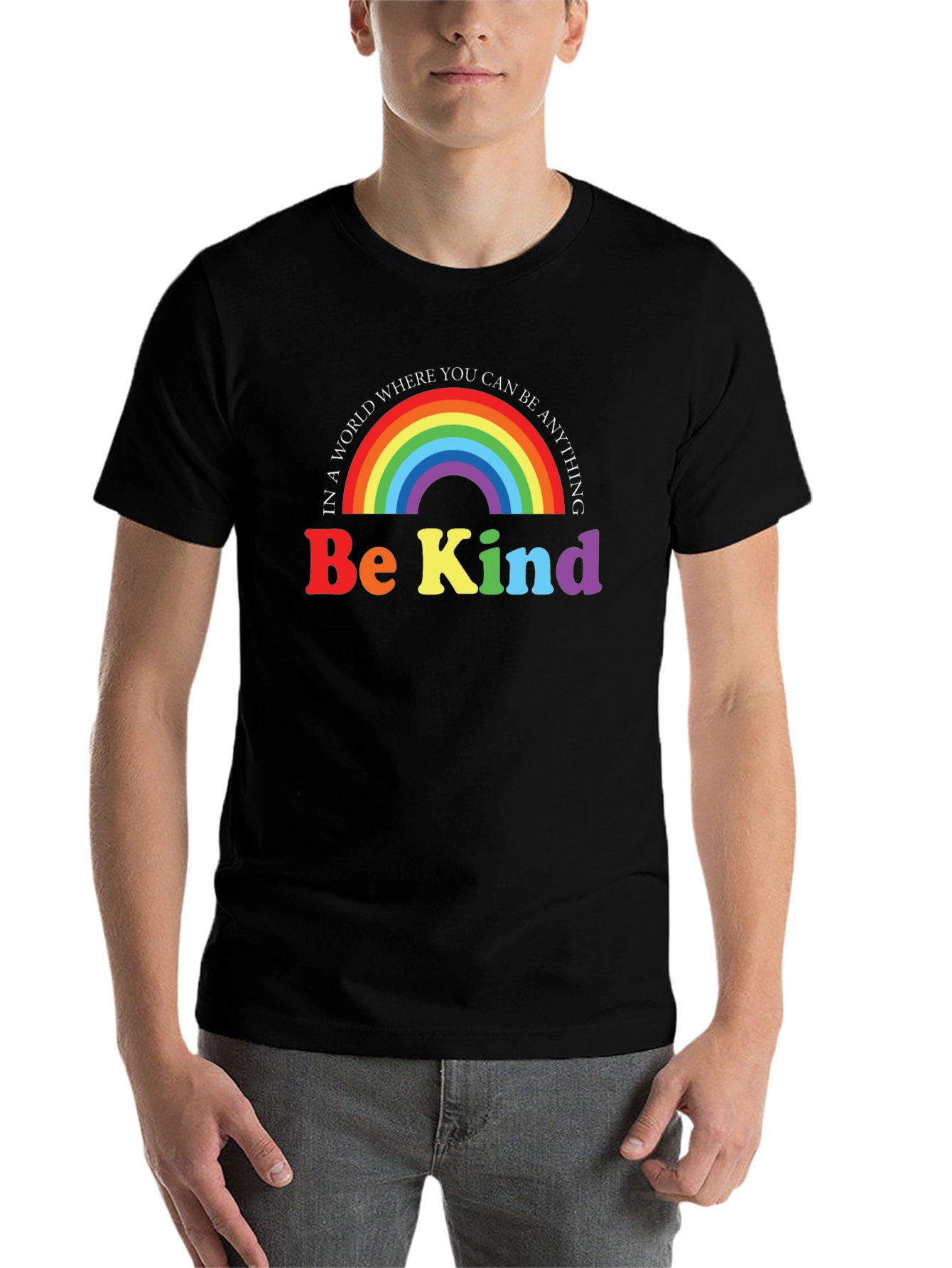 Black Be Kind Rainbow Graphic Tee view 7