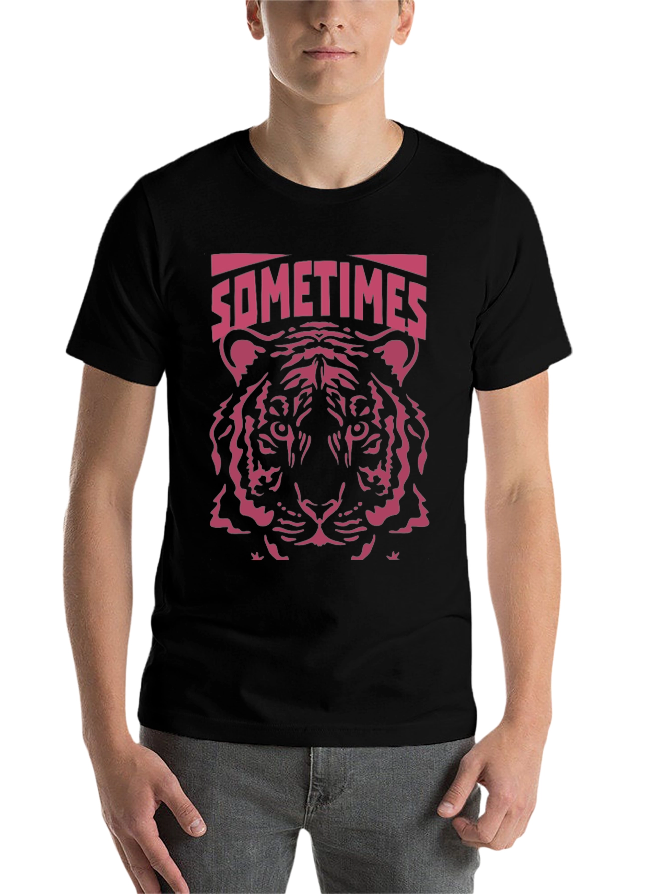 Black Sometimes Tiger Graphic T-Shirt - Cool Animal Tee view 7