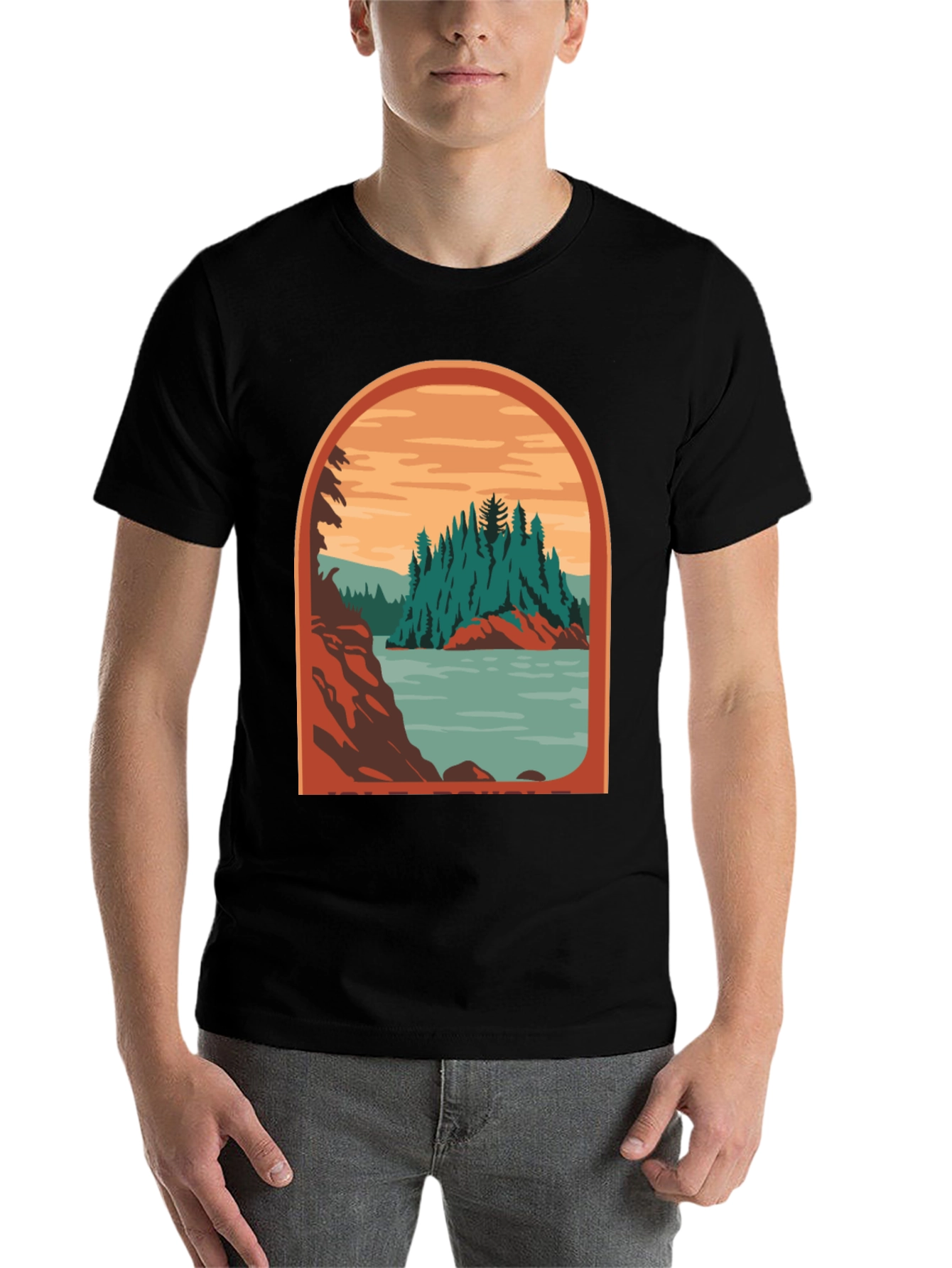 Black Retro Landscape Graphic Tee view 7
