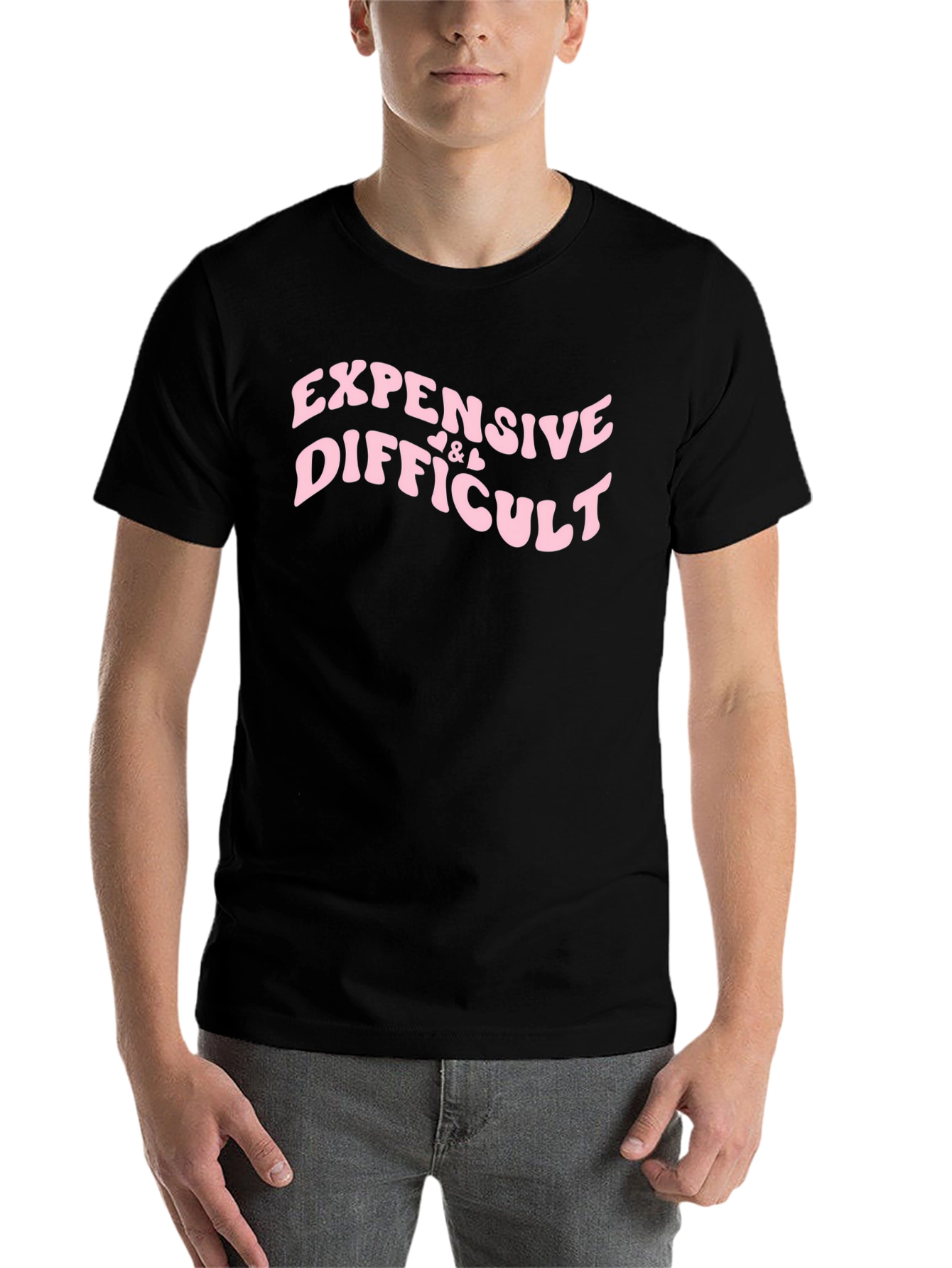 Black Expensive & Difficult Black Graphic Tee Shirt view 7