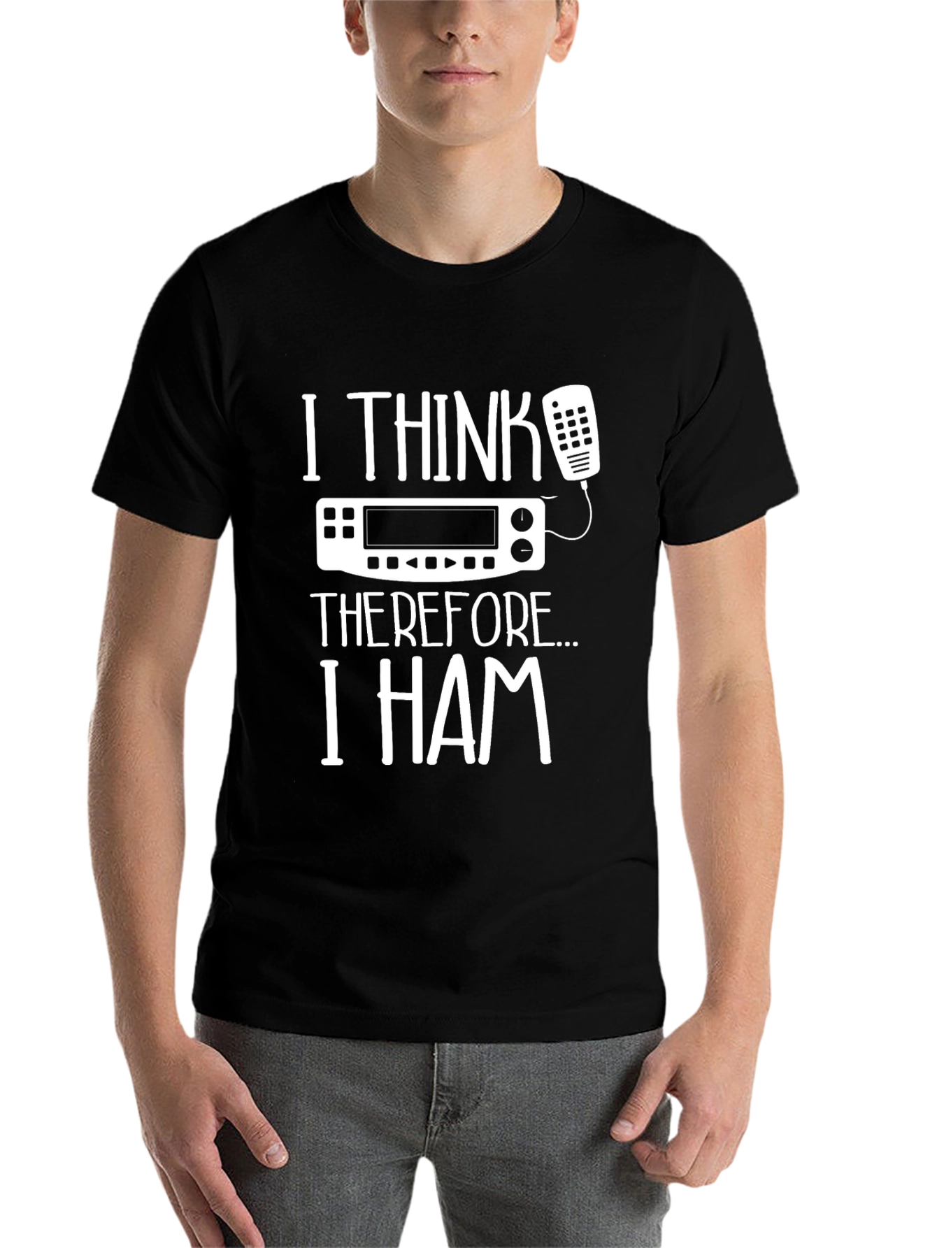 Black I THINK THEREFORE I HAM T-Shirt - Amateur Radio Operator Tee view 7
